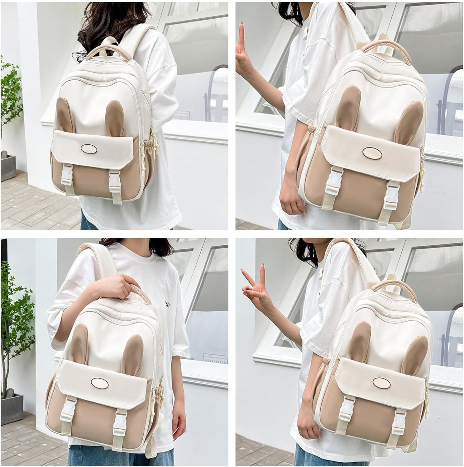 EIOYUMY Breathable Comfortable School Backpack, Cute Fashionable College Backpacks, Lightweight Large Capacity Multi-Pockets image number 2