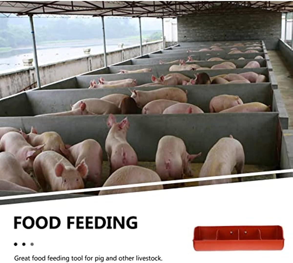 Goat Feeder for Grain, 4-Compartment Mountable Feed Trough, Plastic Fence Feeder for Pigs, for Pigs, Goat, Livestock Feeding, Qzjijosen image number 6