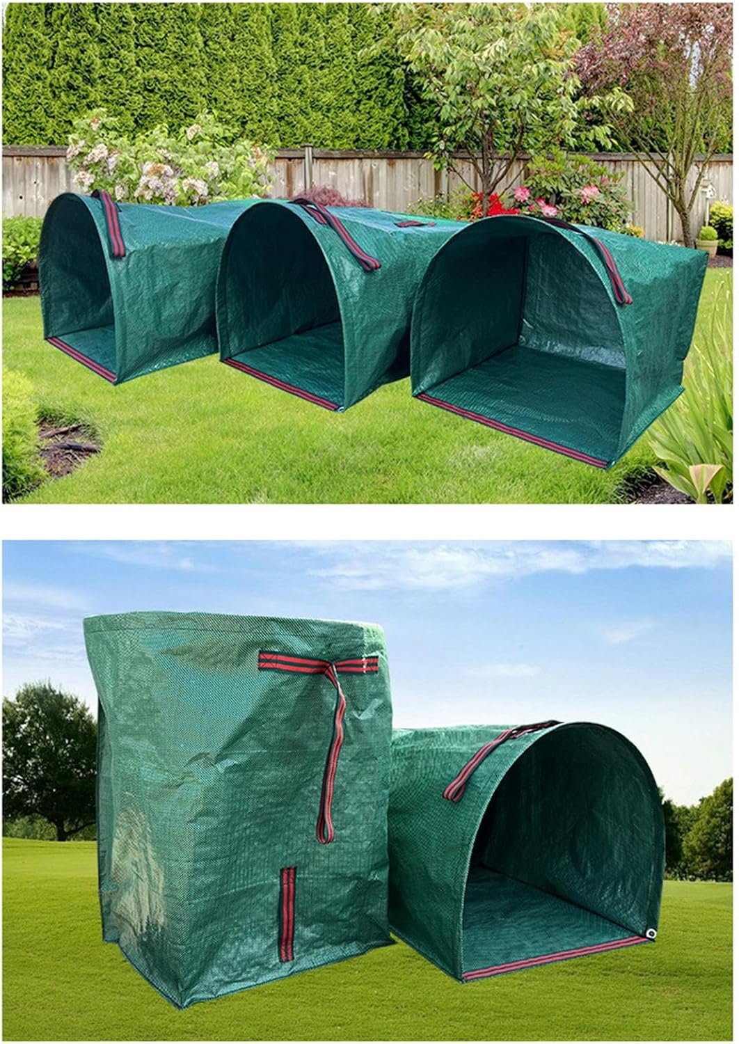 Garden Waste Bags, 2 Heavy Duty Garden Bags, Reusable Sacks with Handles, Waterproof Foldable Bag for Waste & Rubbish, Ideal for Collecting Grass Leaves - 200L image number 6