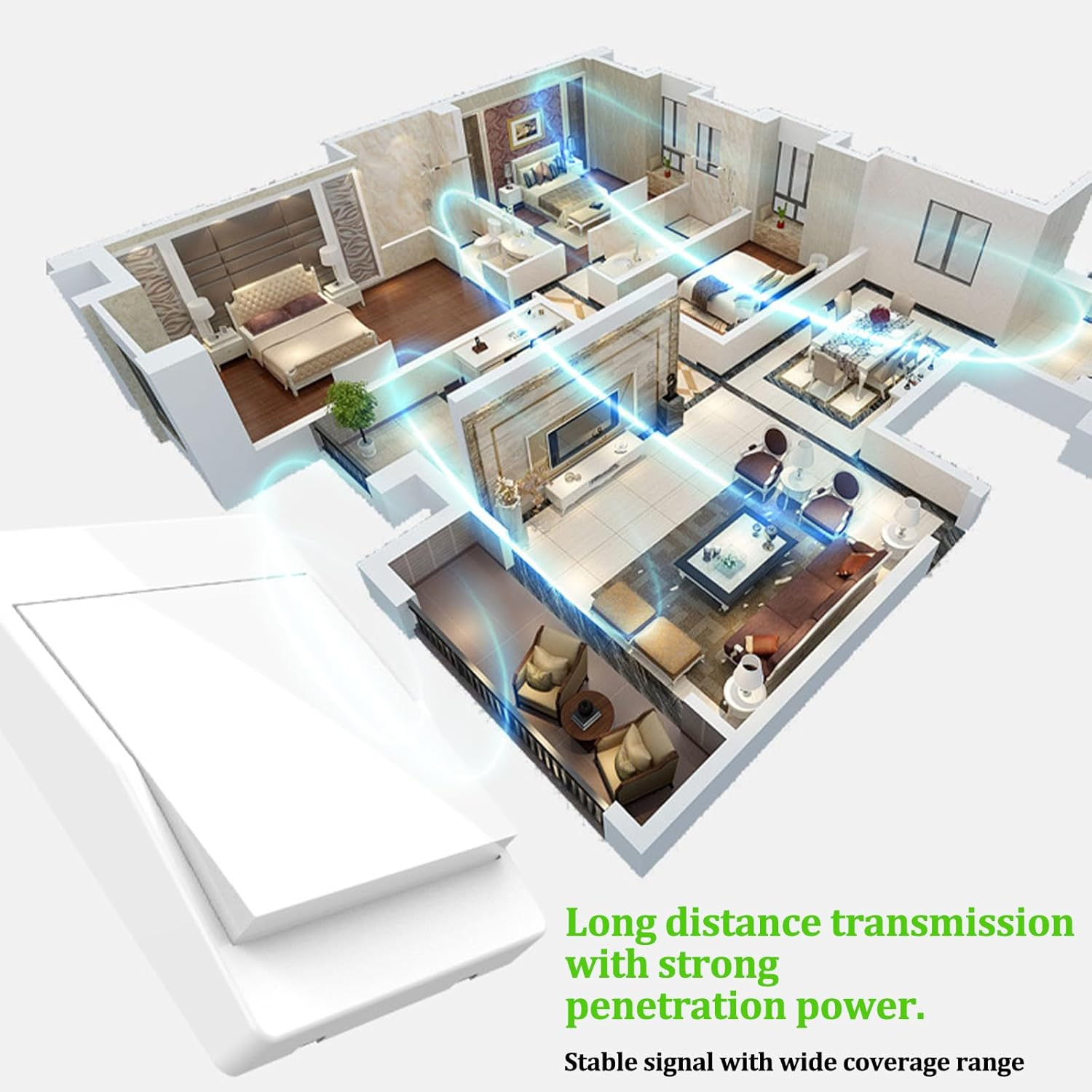 Wireless Switch Light Set, Kinetic Wireless Light Switch, 433.92 Mhz RF Radio Switch and Relay Receiver Controller, Wireless Switch 240 V with Fuse, No Wiring, Waterproof, for Home Office image number 3