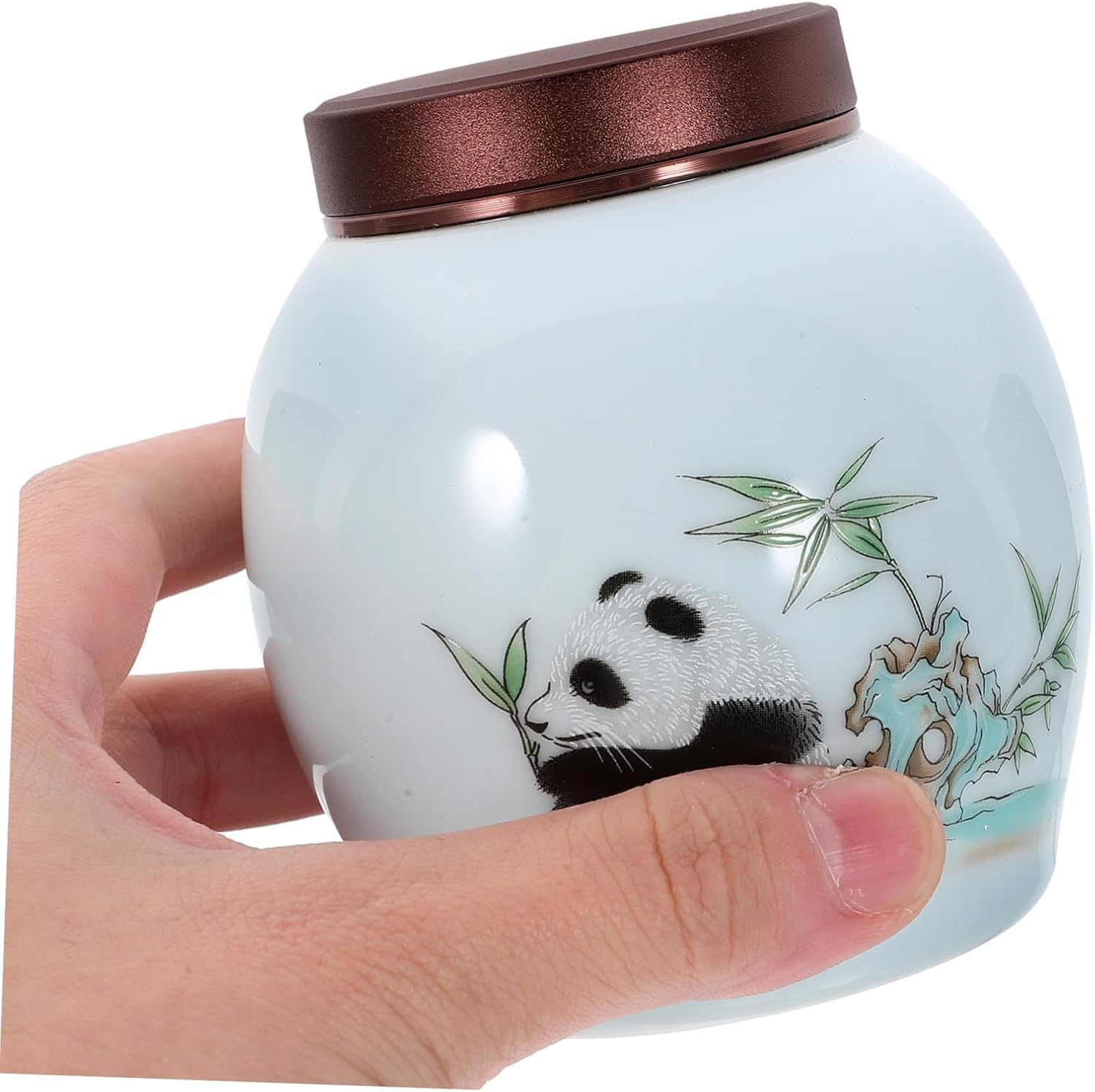 Panda Ceramic Tea Canister Jar Cute Household Storage Container for Tea Snacks and Beads Multi-Functional Storage Elegant Design for Home Decoration image number 6
