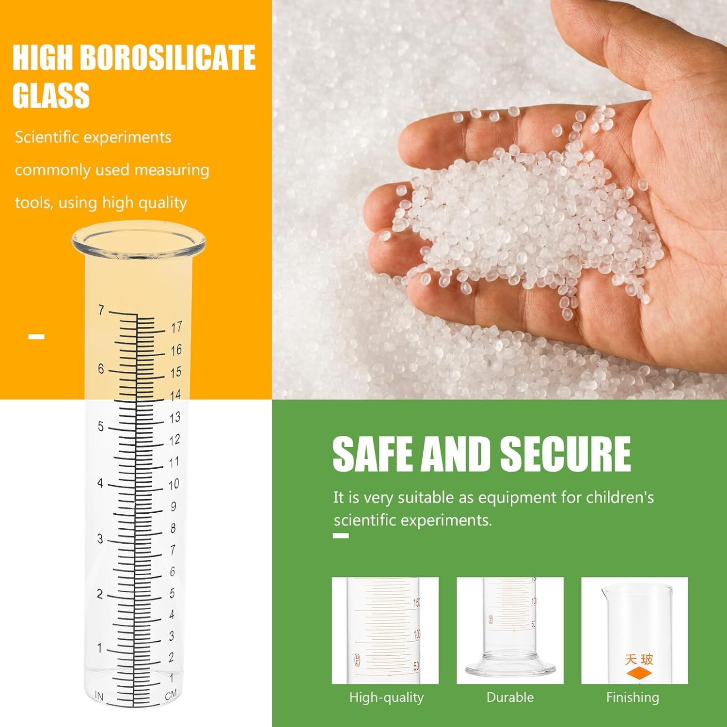 2 Pcs High Borosilicate Glass Rain Gauge Graduated Tubes Outdoor Rain Measuring Container Weather Monitoring Tool for Garden and Farm