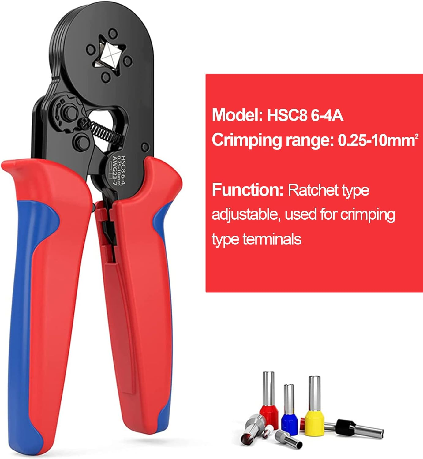 1200 Pieces Insulated Wire Terminals Kit, AWG23-7 Self-Adjustable Ratchet Wire Crimping Tool Kit Crimper Plier Set image number 1