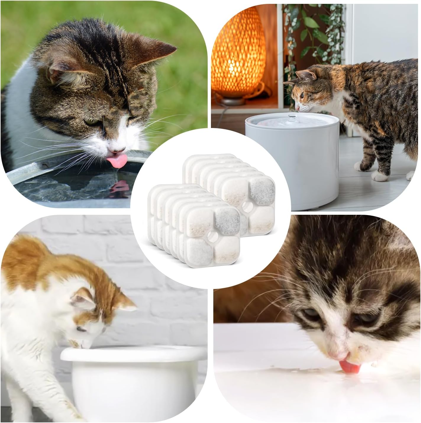 12Pcs Cat Fountain Filter Sponge, Cat Water Fountain Filter Portable Water Fountain Filter Replacement Compatible for Catit PIXI Pet Cat Dog Water Dispenser image number 5