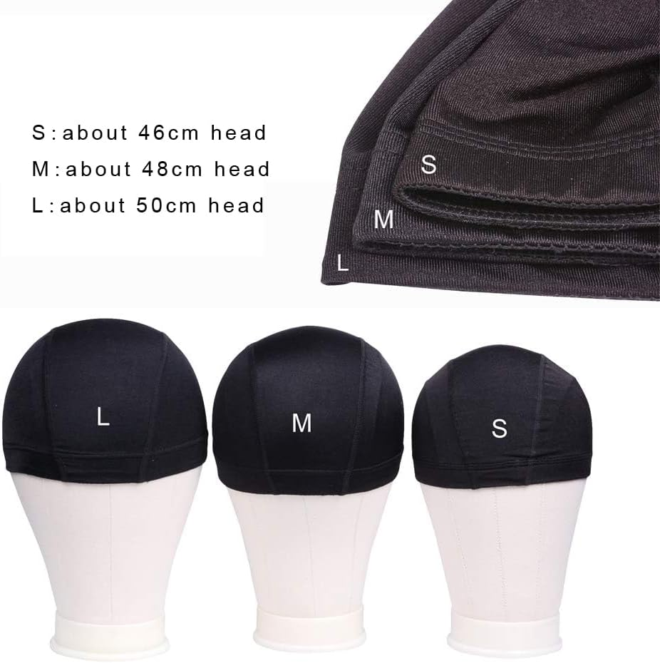 5 Pcs Black Dome Cap for Wig Making Stretchable Hairnets with Wide Elastic Band (M) image number 4
