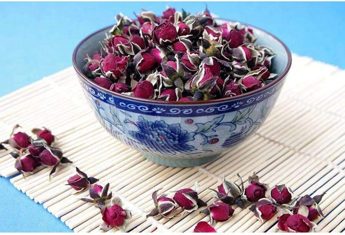 Tooget Fragrant Natural Deep Red Rose Buds Rose Petals Pure Dried Golden-Rim Rose Flowers Wholesale, Culinary Food Grade - 8 OZ image number 5