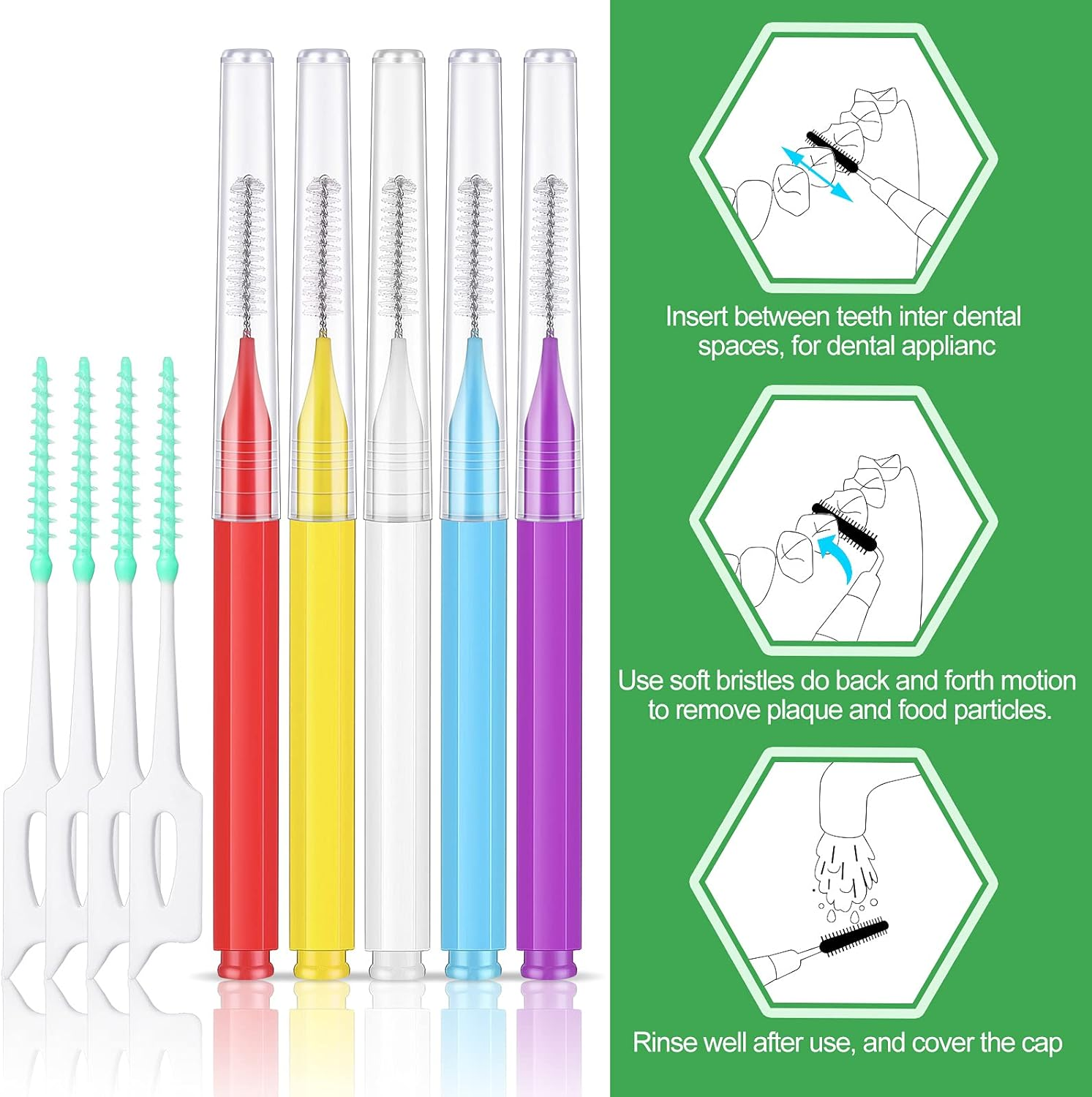 Zopeal 250 Pcs Interdental Brush for Braces Disposable Braces Flossers Dental Picks Floss Toothpick Dental Teeth Flossing Head Oral Hygiene Flosser Toothpick Soft Cleaning Tool (Stylish Color) image number 4