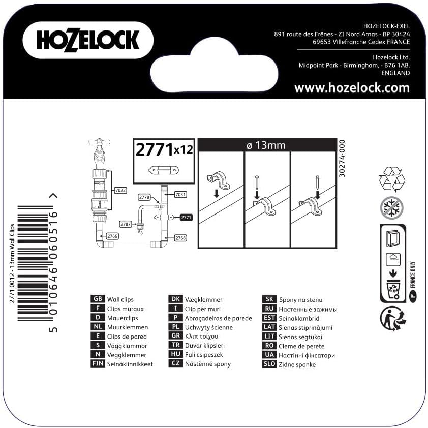 Hozelock Wall Clip Clamps Set of 24, 13 Mm image number 1