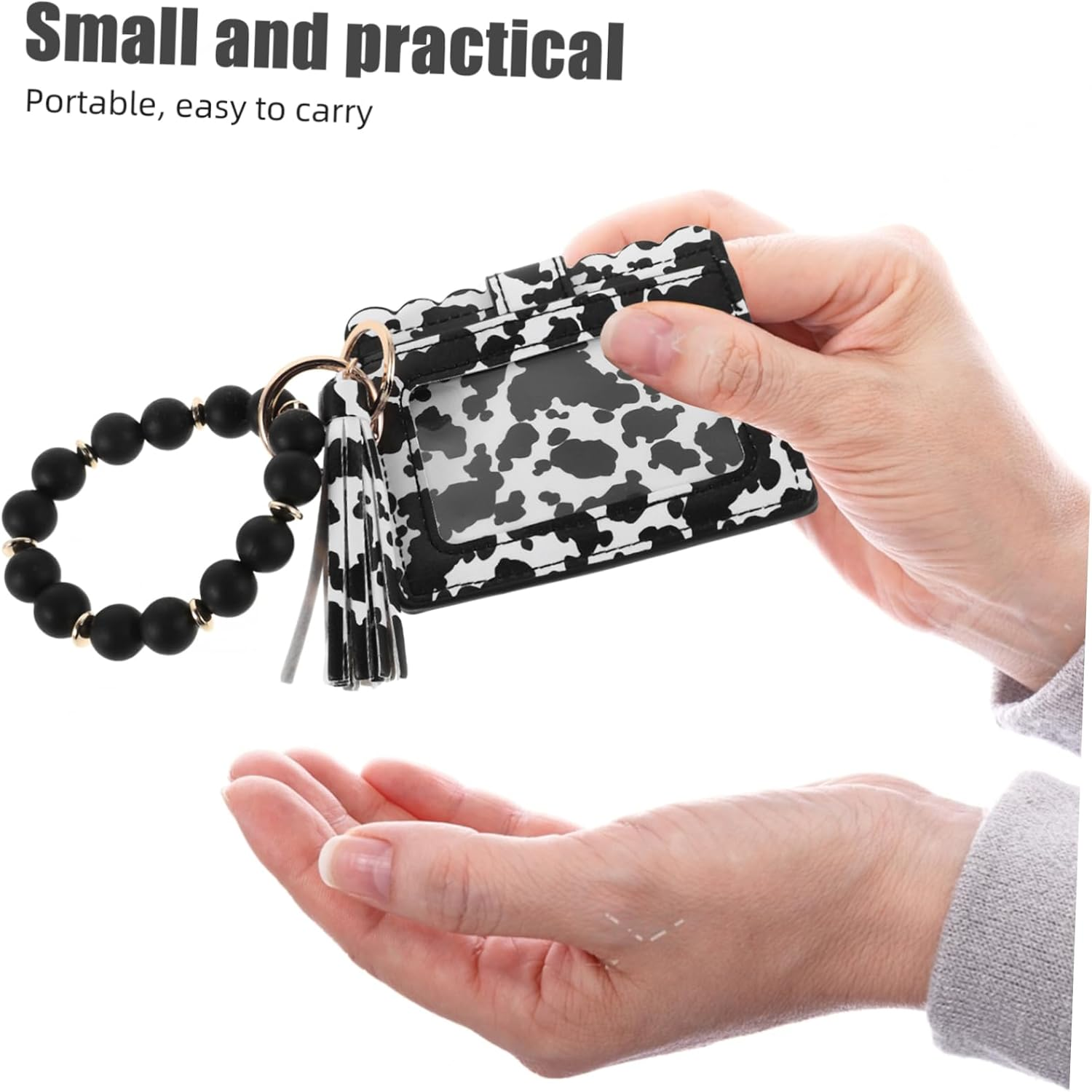 Healvian Elegant Cow Card Holder Keychain Compact Silicone Coin Purse Zipper Wallet Pouch Keychain for Women Coin Organizer Slim Wallet Accessory image number 3