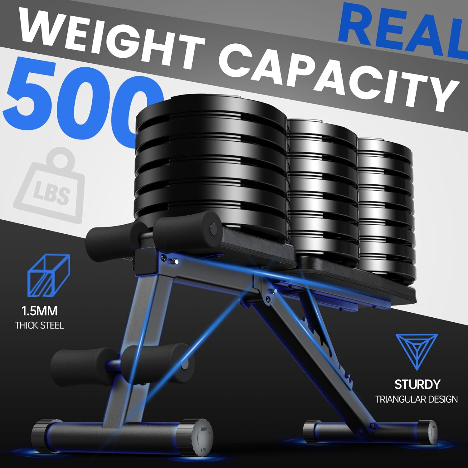 PASYOU Adjustable Weight Bench Full Body Workout Multi-Purpose Foldable Incline Decline Exercise Workout Bench for Home Gym image number 3