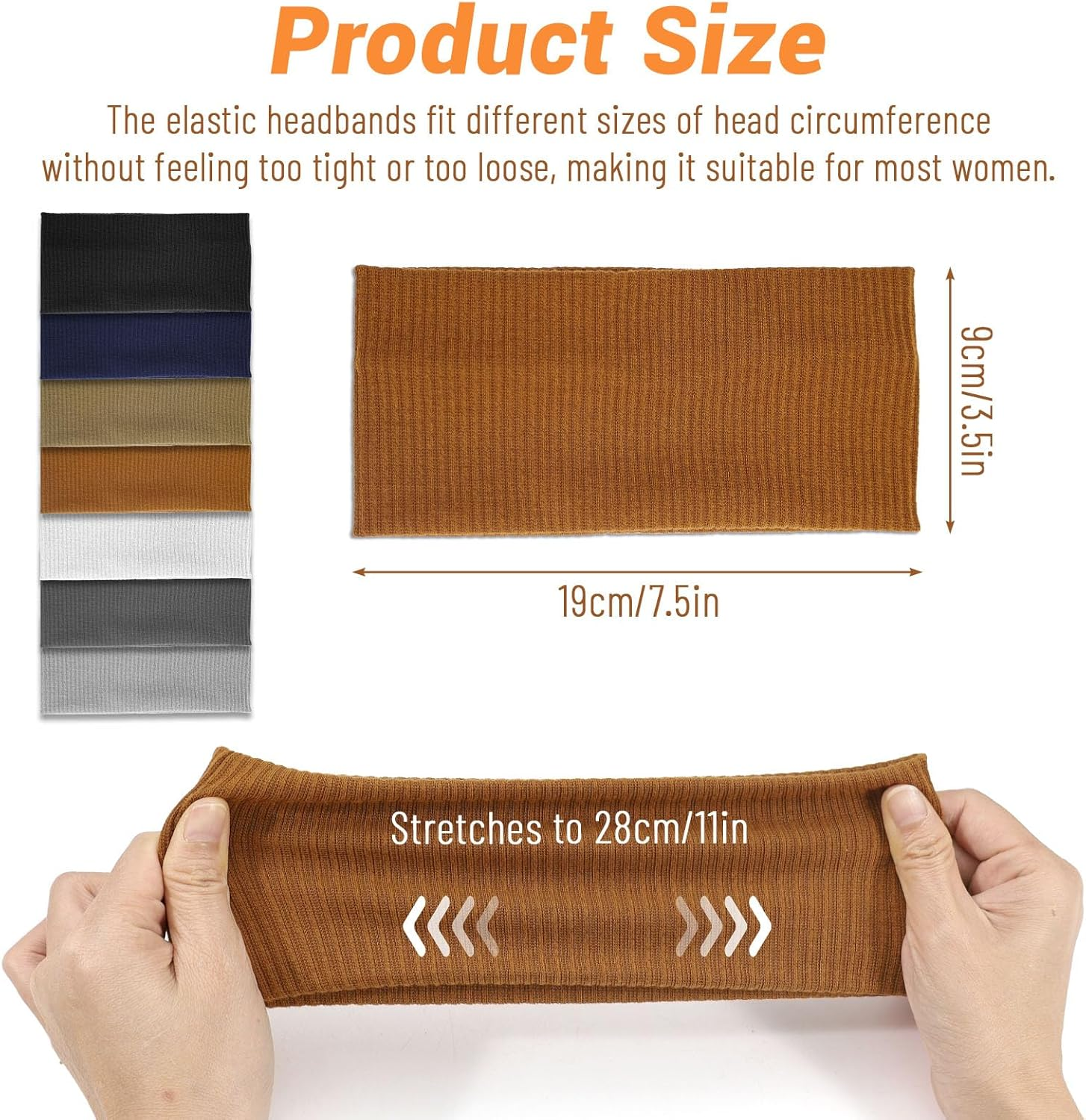 7Pcs Headbands for Women Non Slip Wide, Elastic Soft Head Bands for Women'S Hair Thick Stretchy Workout Yoga Fashion Hair Bands image number 1