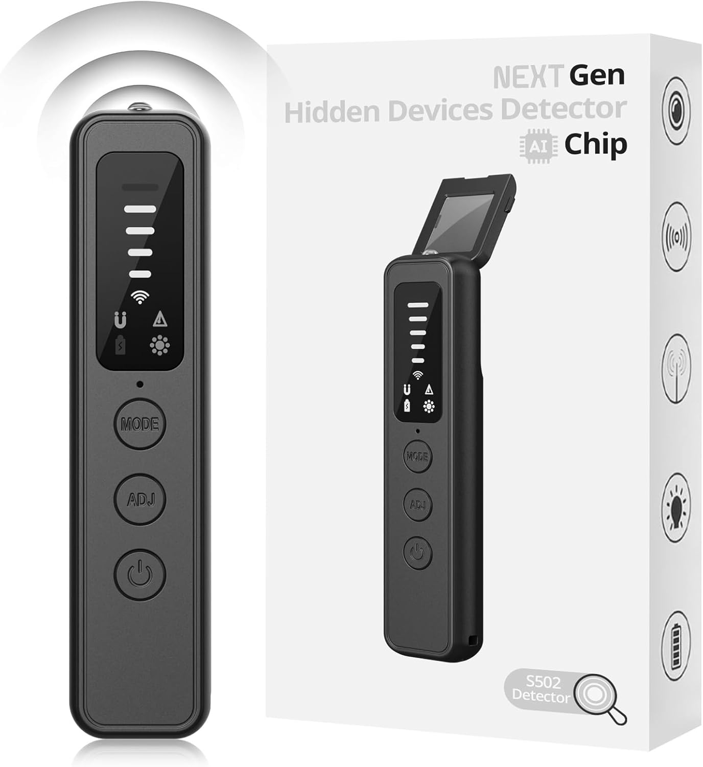 Hidden Camera Detector - Ai-Powered Anti-Spy Device, GPS Tracker & Bug Detector, Portable RF Signal Scanner for Hotels, Travel, Home & Office, 5-Level Sensitivity