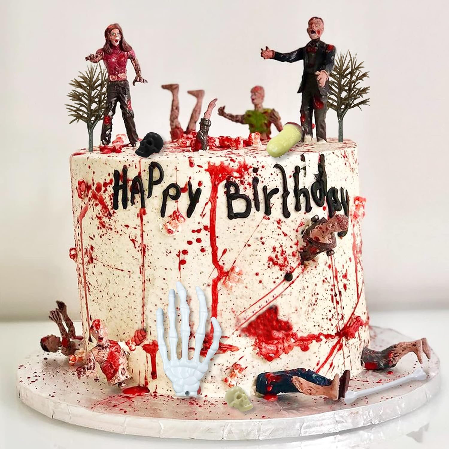 17 PCS Zombie Cake Decoration Toppers and Figures - Themed Party Decorations for Birthday and Wedding Cake