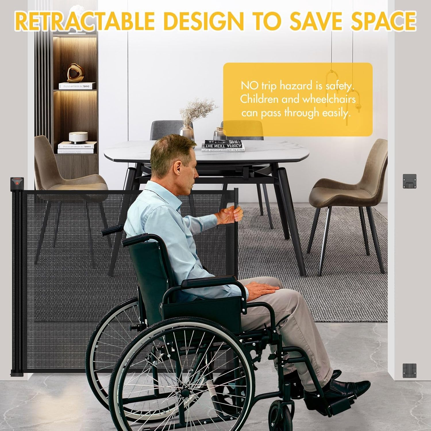 Retractable Pet Safety Gate Mesh Barrier Extra Wide 254Cm,Dog Cat Fence Enclosure Safe Guard for Stairs Puppy Security Barrier Mesh Indoor Outdoor Fencing, Black