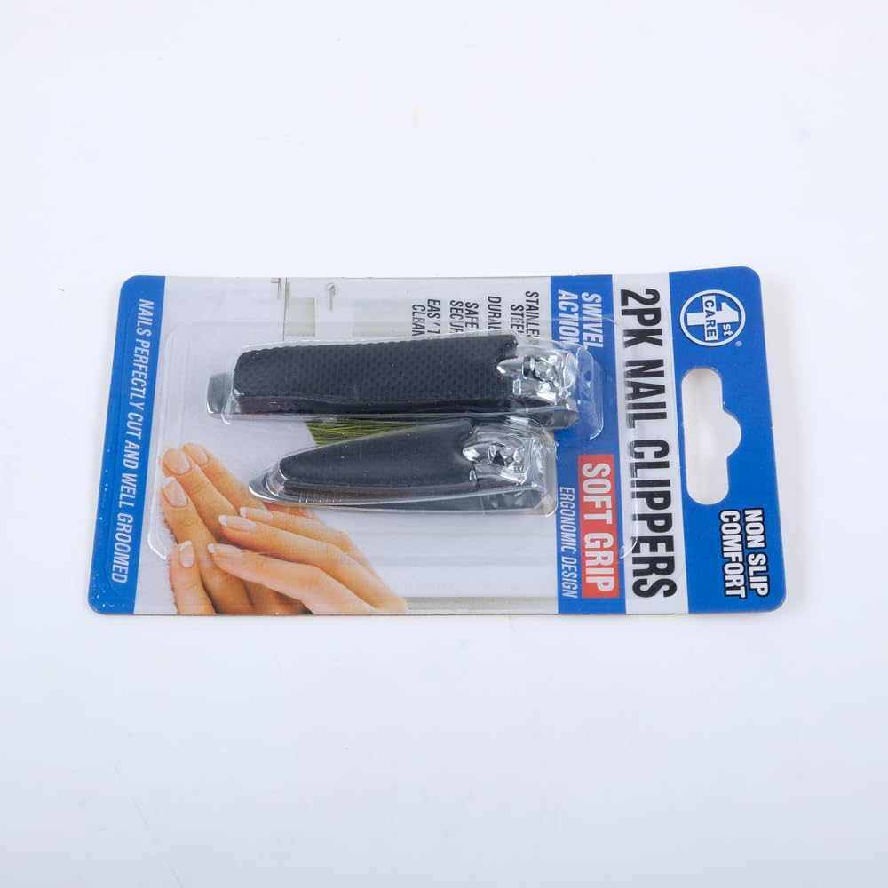 1St Care Easy Grip Nail Clippers, Black (Pack of 2) image number 2