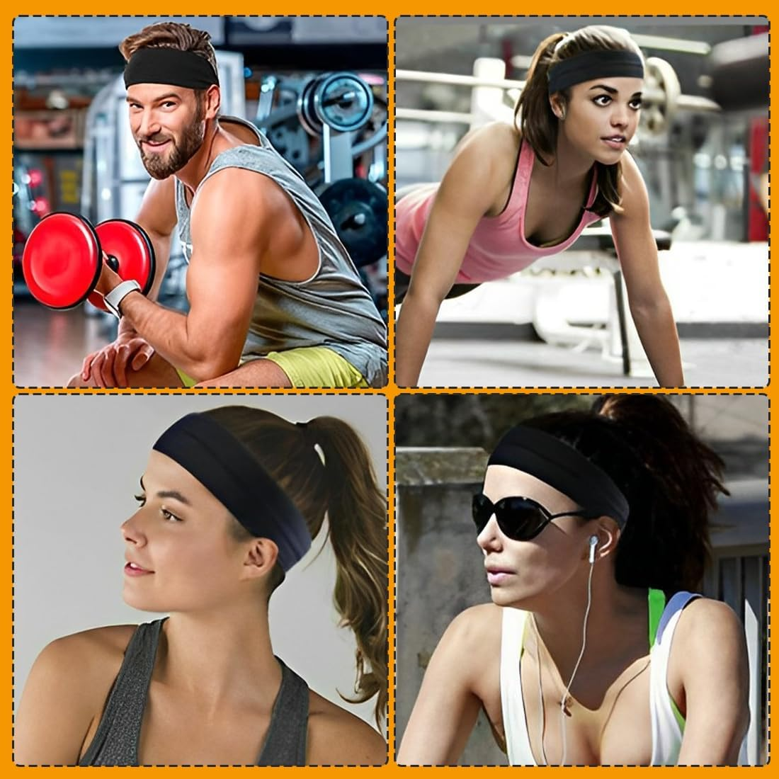 DLPRK 2 Pack Yoga Headbands, Elastic Hair Bands, Non-Slip Hair Band, Women, Sports, Running, Exercise, Gym