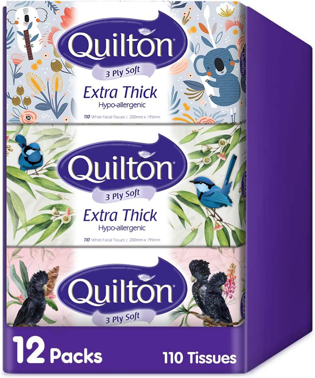 Quilton 3-Ply Extra Thick Hypo-Allergenic Facial Tissue 12 Boxes image number 3