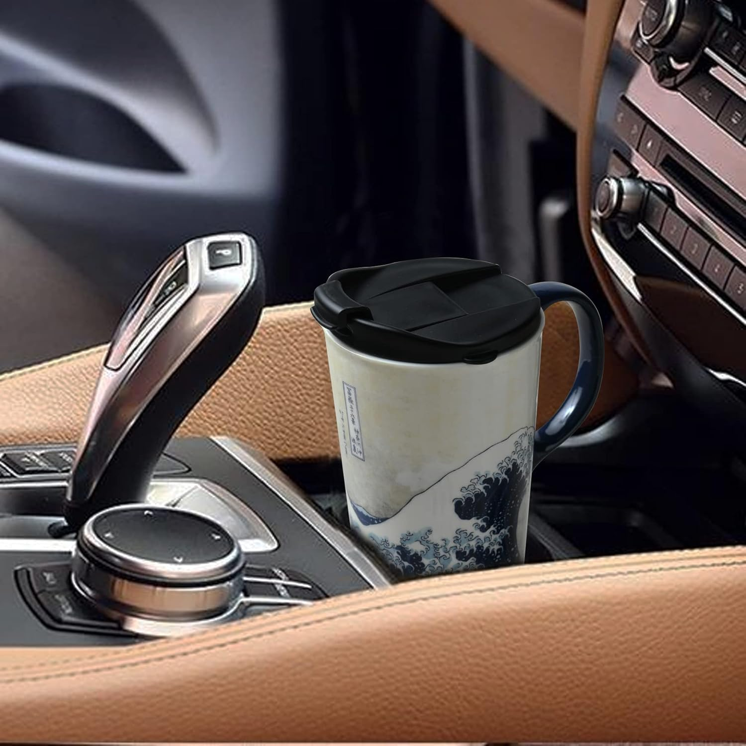 Topadorn Ceramic Travel Mug Porcelain Coffee Cup with Spill-Proof Lid and Box, 17 Oz. image number 1