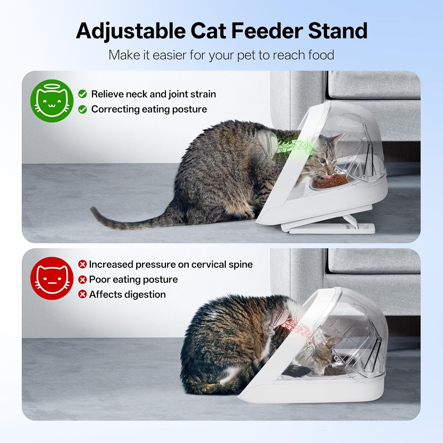 Feriva Adjustable Stand for Micro Chip Automatic Pet Feeder and Connect, Elevated Cat Feeder Stand, 0, 15, 20 Degree Adjustment, Raise the Cat Feeder, Easier for Pets to Reach Food image number 2
