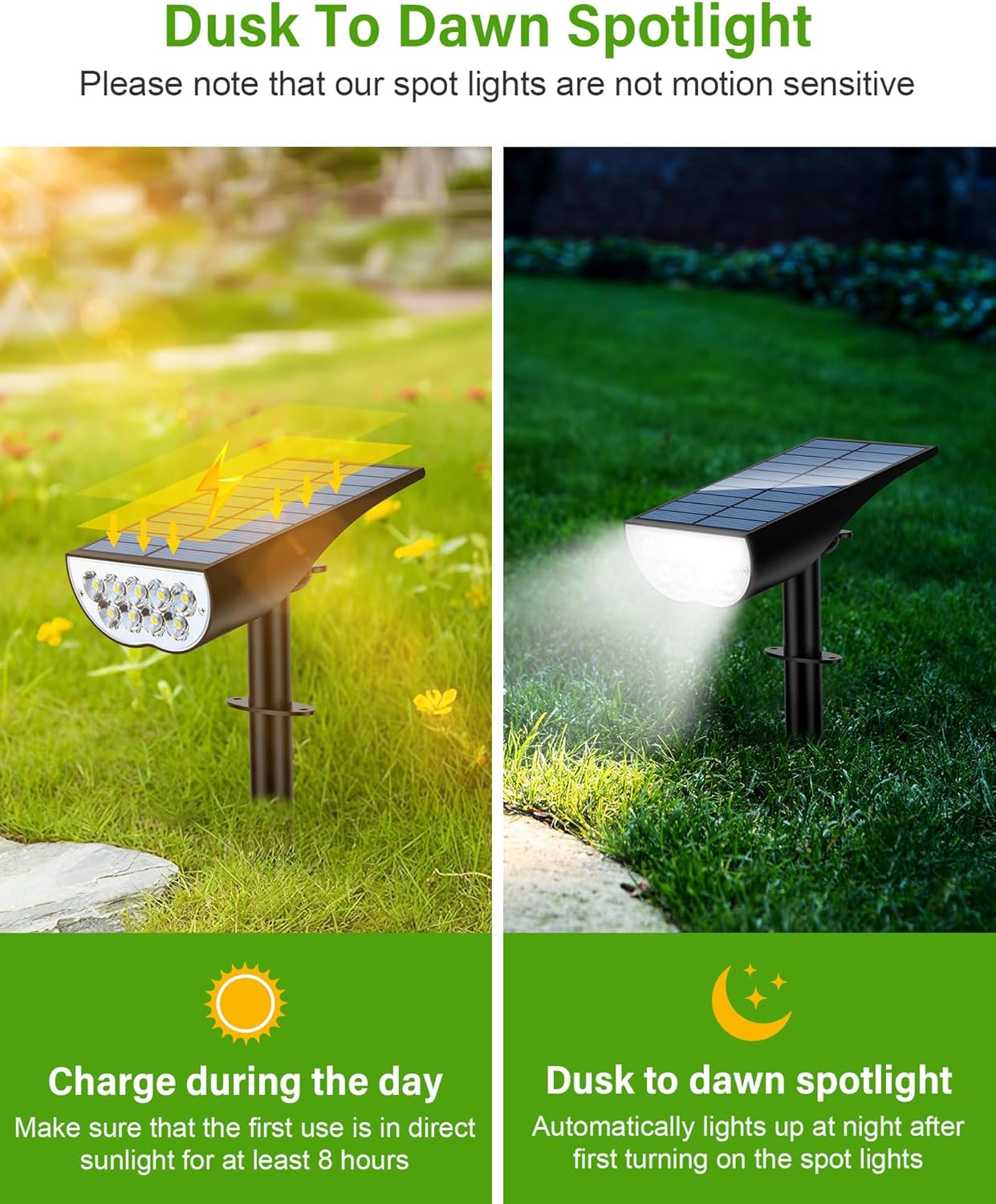 Solar Spot Lights Outdoor, Solar Lights Outdoor Waterproof IP65, 3 Brightness Modes Dusk to Dawn Landscape Spotlights for Yard Garden Pathway Tree Decoration, Cool White, 1 Pack image number 2