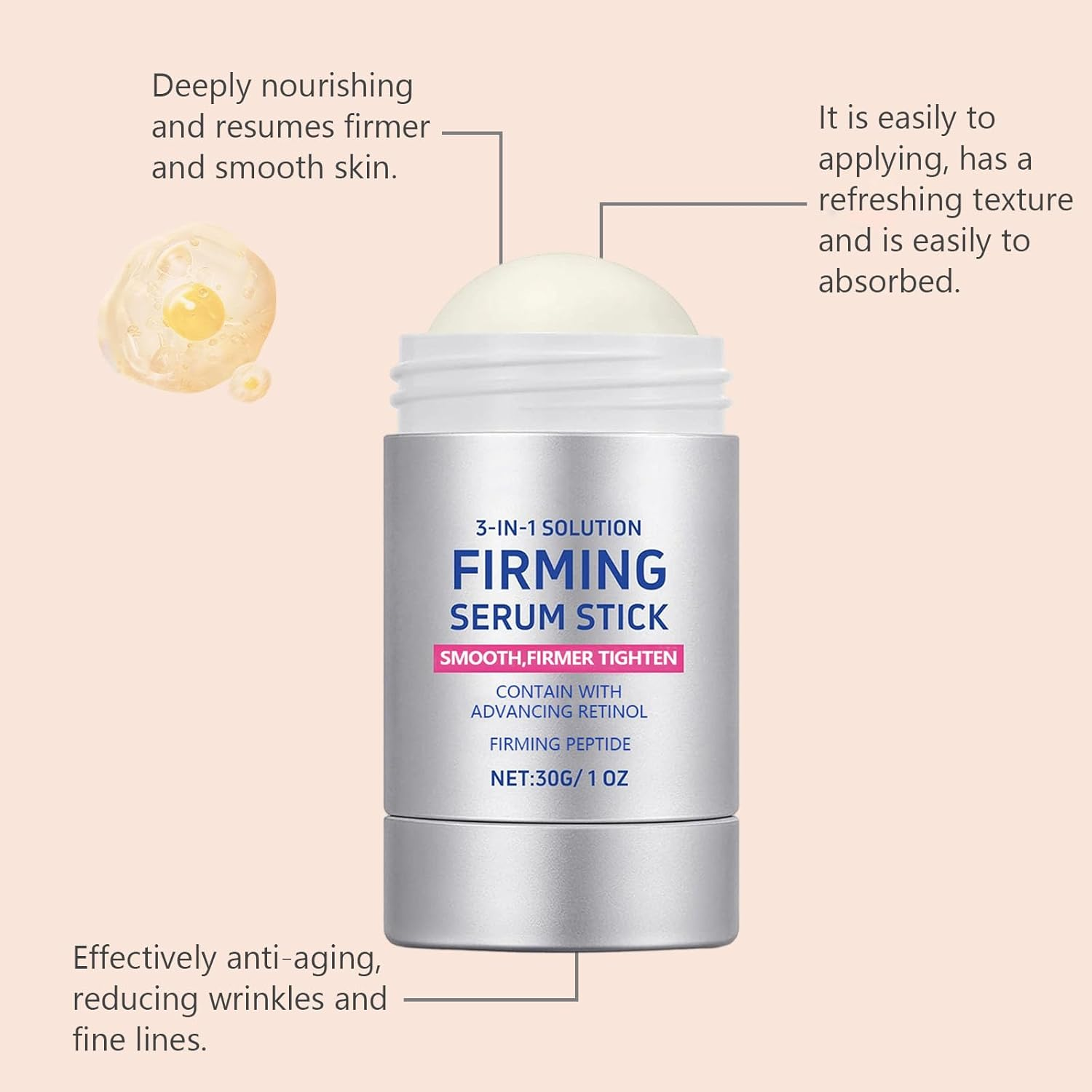 Advancing Retinol Firming Serum Stick, Retinol Face Neck Firming Serum Stick, Enhancing the Elasticity of the Skin, Reduce Wrinkles, Hydration and Moisturizing, Tightening Sagging Skin (1Pcs)