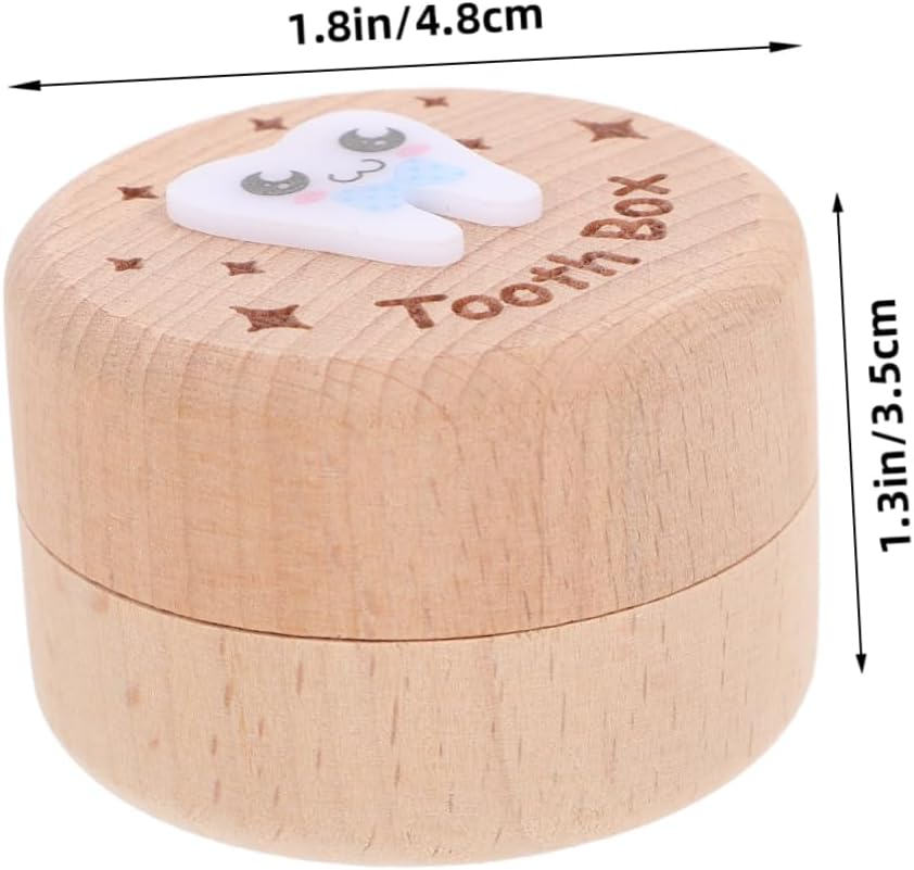 ERINGOGO Wooden Baby Tooth Box and First Tooth Keepsake Organizer for Boys and Girls Fetal Hair Storage Case for Newborns Modern Simple Wood Design