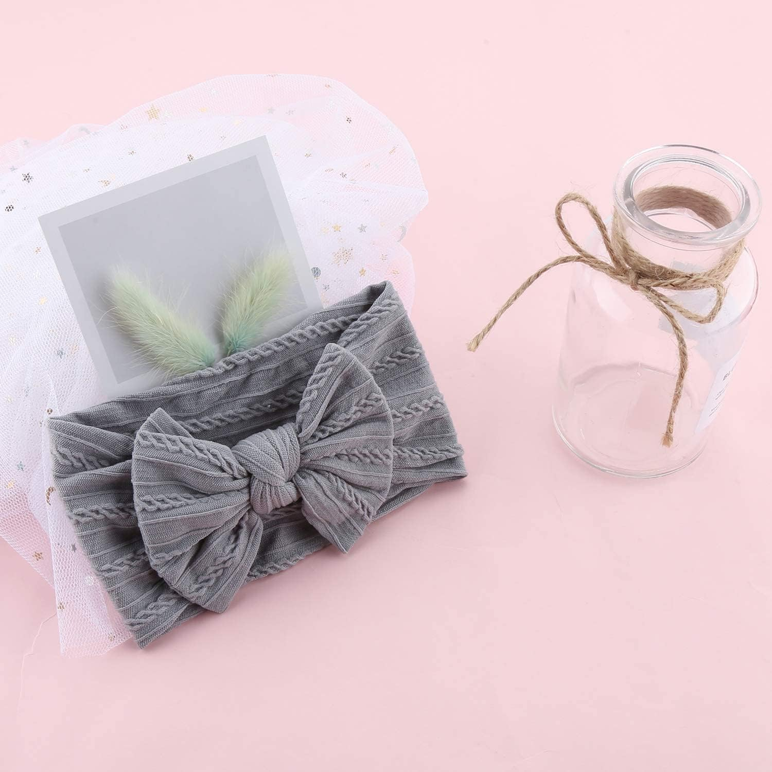 Weyeena Handmade Baby Headbands Stretchy Nylon Headband with Bows for Infant Baby Toddler Girls- Pack of 8 image number 4