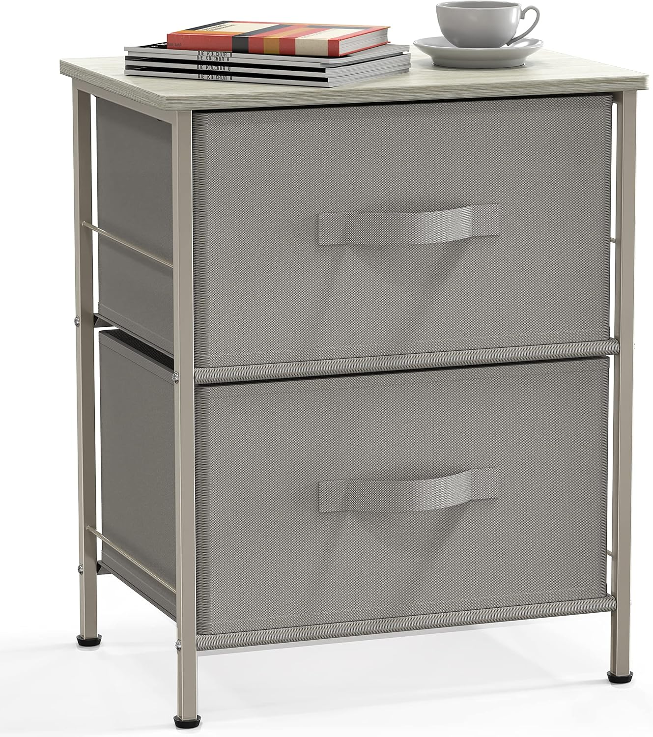 Simple Houseware 2 Tier Night Stands Dresser for Bedroom Organizer Drawer Storage Tower, Brown