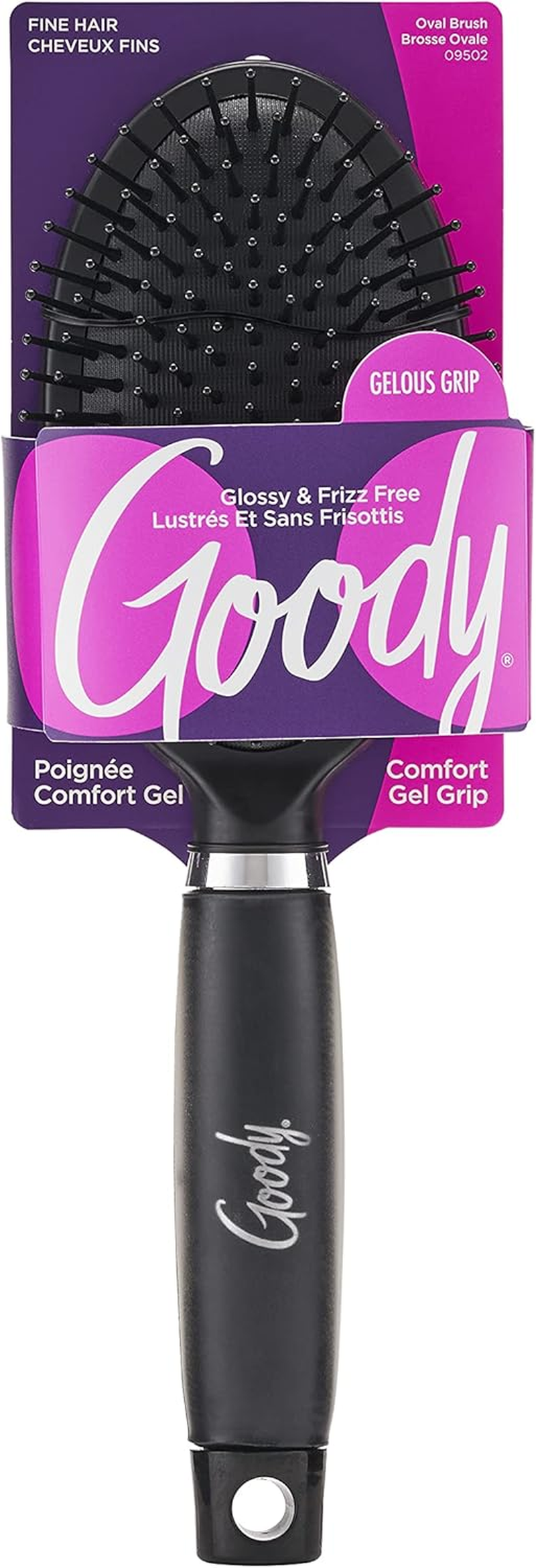 Goody Oval Hair Brush with Gelous Grip - for All Hair Types - Ion Infused Bristles for Frizz-Free and Glossy Styling - Pain-Free Hair Accessories for Women, Men, Boys, and Girls