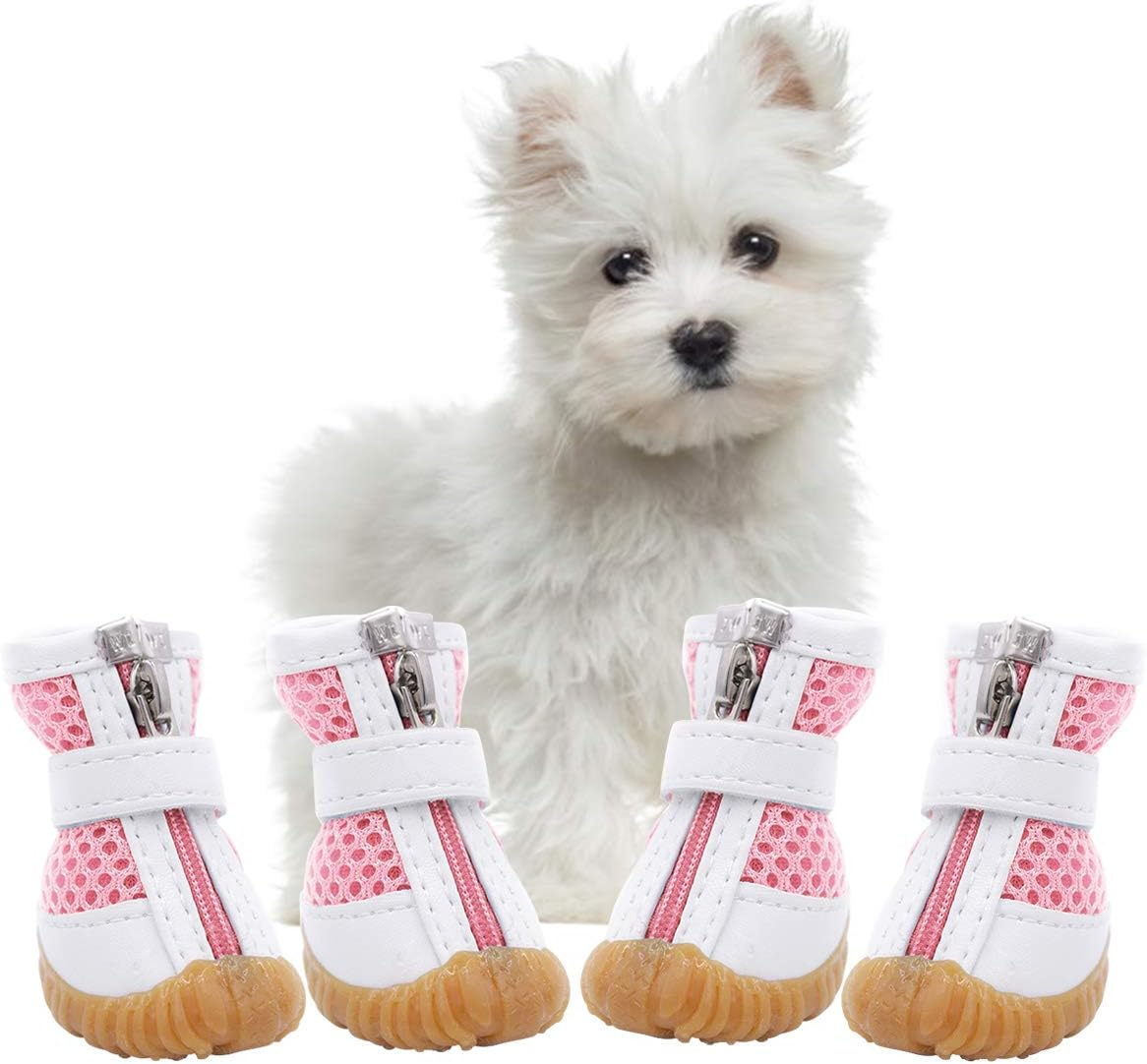 AOFITEE Mesh Dog Shoes Pet Boots, Breathable Dog Shoes for Small Doggy, Waterproof Pet Sandals with Anti-Slip Sole and Zipper Closure, Durable Pet Paw Protector for Hot Pavement image number 5