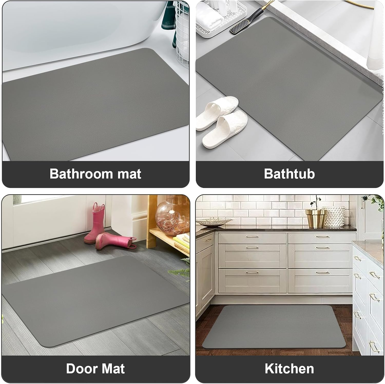 Bath Mat Quick Dry Absorbent Bathroom Rugs Non Slip Thin Bath Mat Rubber Backing Washable Fit under Door Mat Bath for Bathroom Floor Mats-Shower Rug (Light Grey, 43 X 120 Cm) image number 4