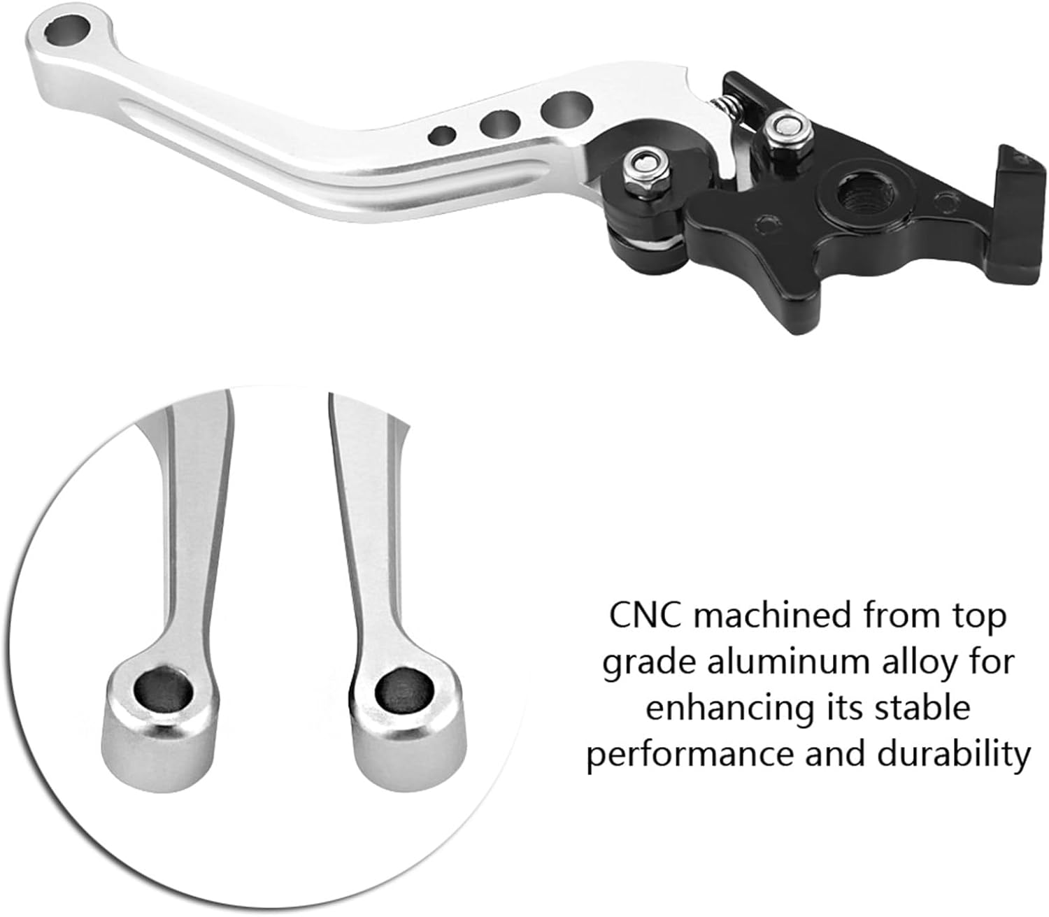 RASTKY Aluminum Brake Lever Handle for Motorcycle - Pair of Red Motorcycle Brake Lever Handle (Silver White) image number 4