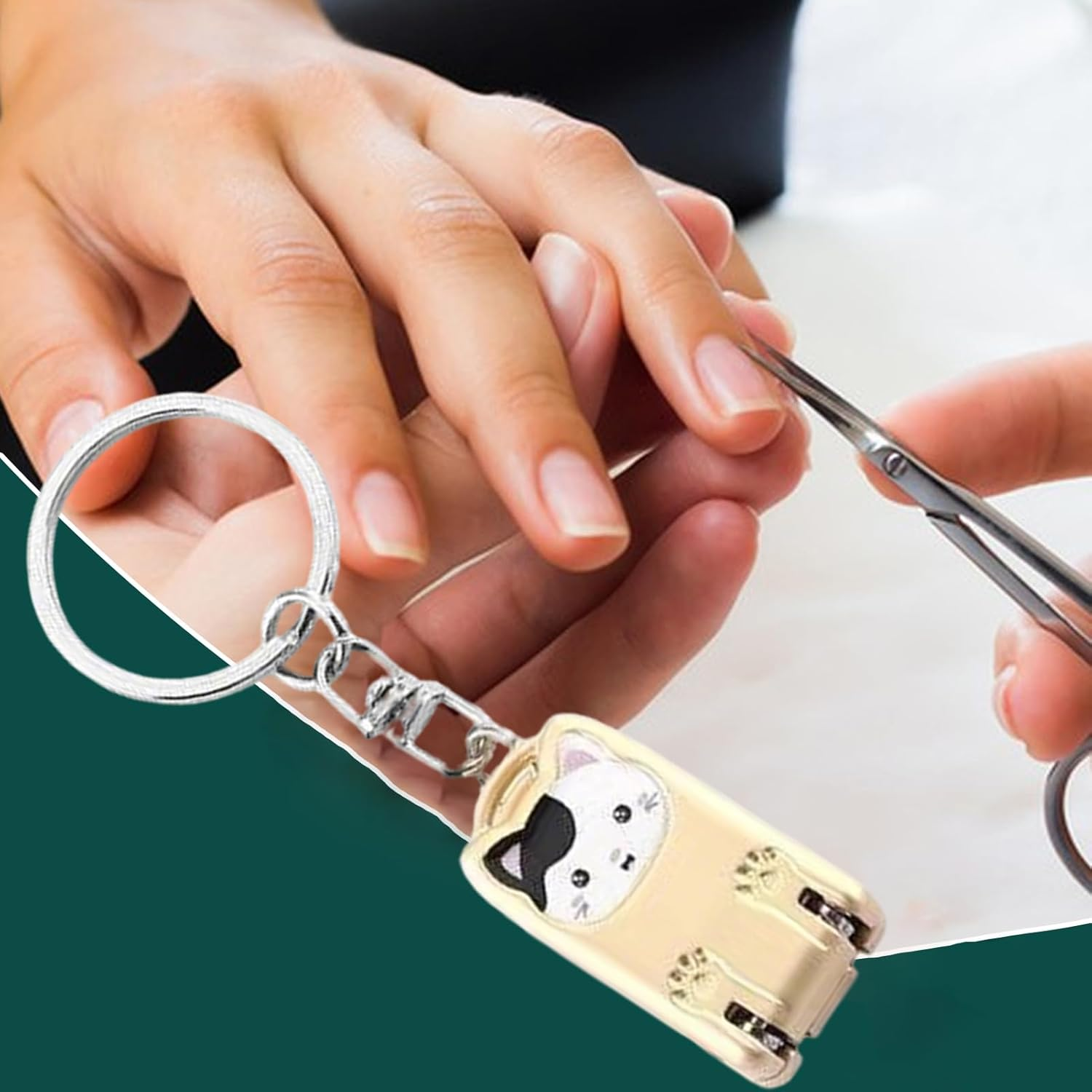 YNPQTDS Toenail Clippers,Portable Cat Keychain Nail Clippers | Non-Slip Pedicure Tools for Fingernails Toenails Daily Home Office Car Travel Trips Outdoor Purse Keyring Women Kids image number 5