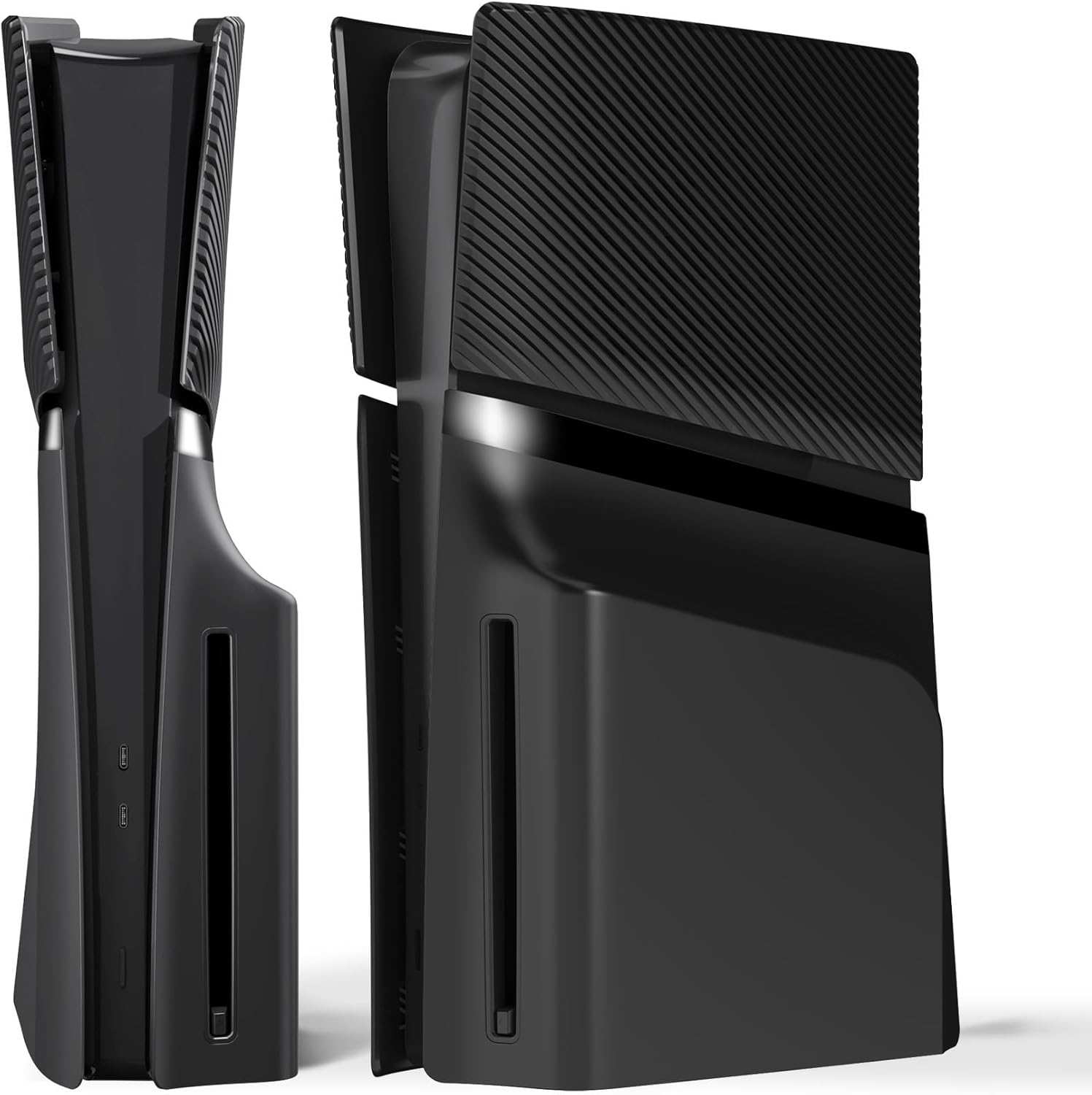 Extremerate Excover Console Replacement Top Bottom Cover Compatible with Ps5 Slim Disc Edition, Side Panel Faceplate Back Plate with Cooling Vent Shell Compatible with Ps5 Slim Disc - New Hope Gray