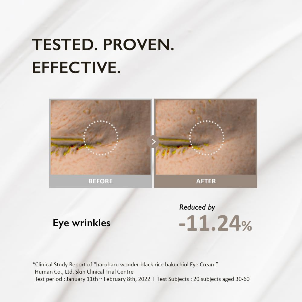 Haruharu Wonder Black Rice Bakuchiol Eye Cream, Smooths Fine Lines & Crow&rsquo;S Feet, Reduces Puffiness & Dark Circles, Lightweight Day and Night Care, 0.67 Fl.Oz image number 6
