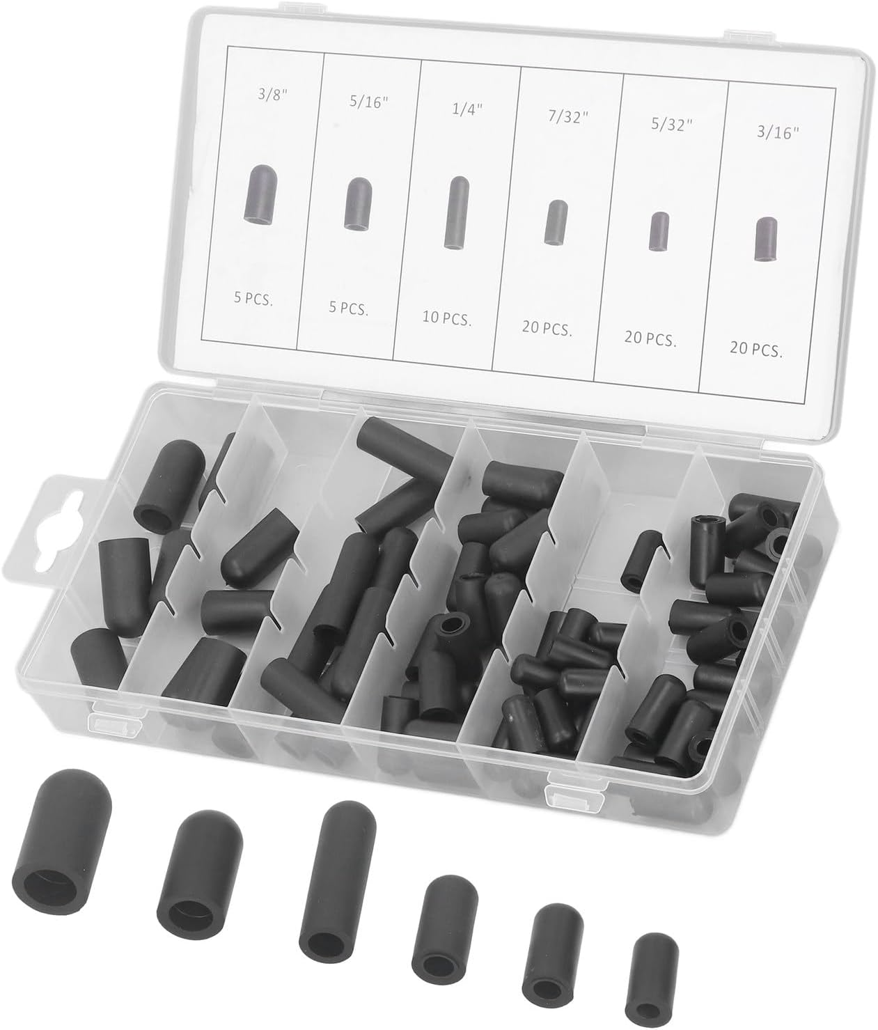 80PCS Rubber Vacuum Hat Plug Assortment Kit, High Temperature Resistant, Leakage Proof, Flexible, Easy Carrying, for Car Carburetor Manifold image number 5