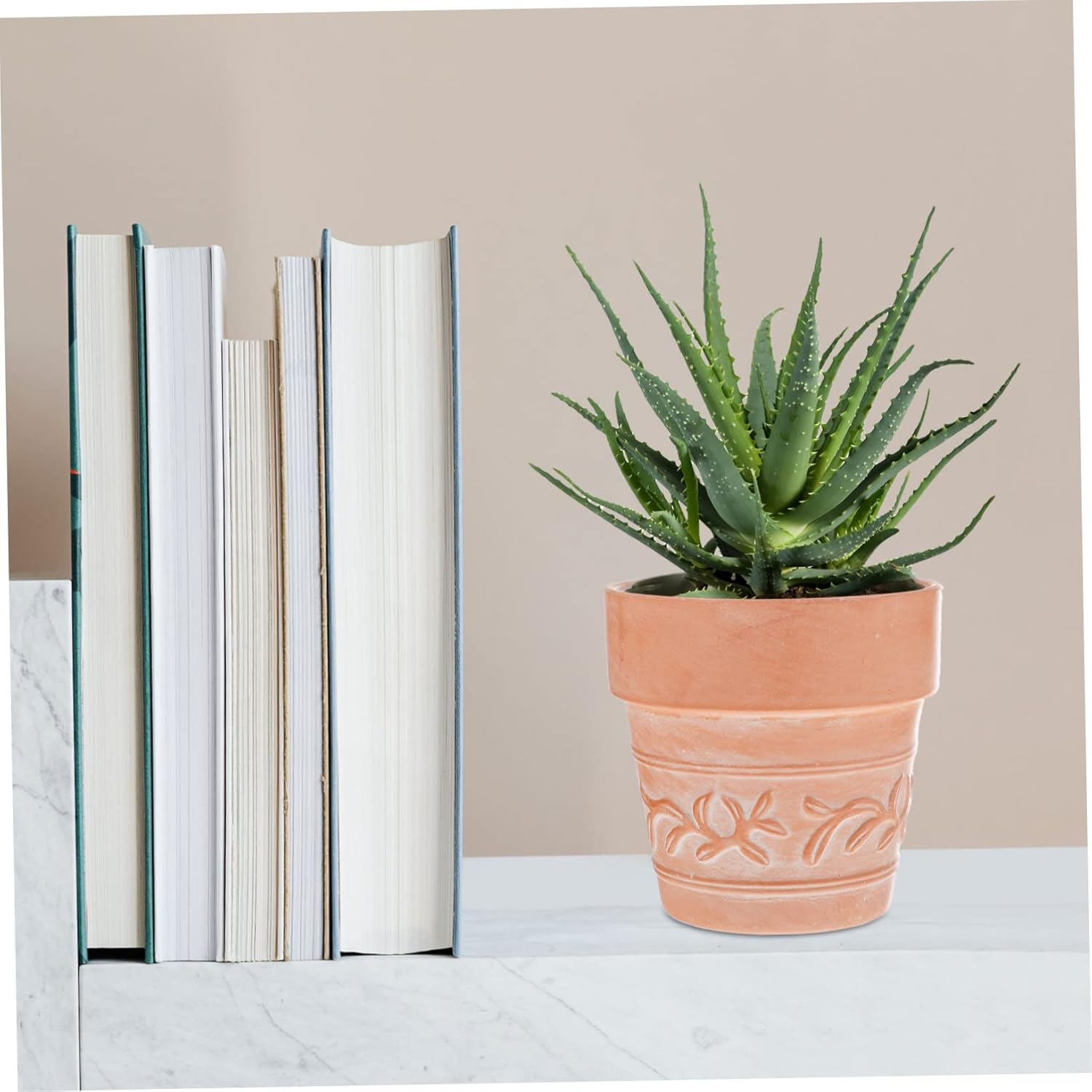 Terracotta Flower Pots Succulent Plant Pots for Indoor Tabletop Decoration 2Pcs Red Pottery Planters Creative Carved Design Suitable for Succulents and Greenery Random Style image number 6