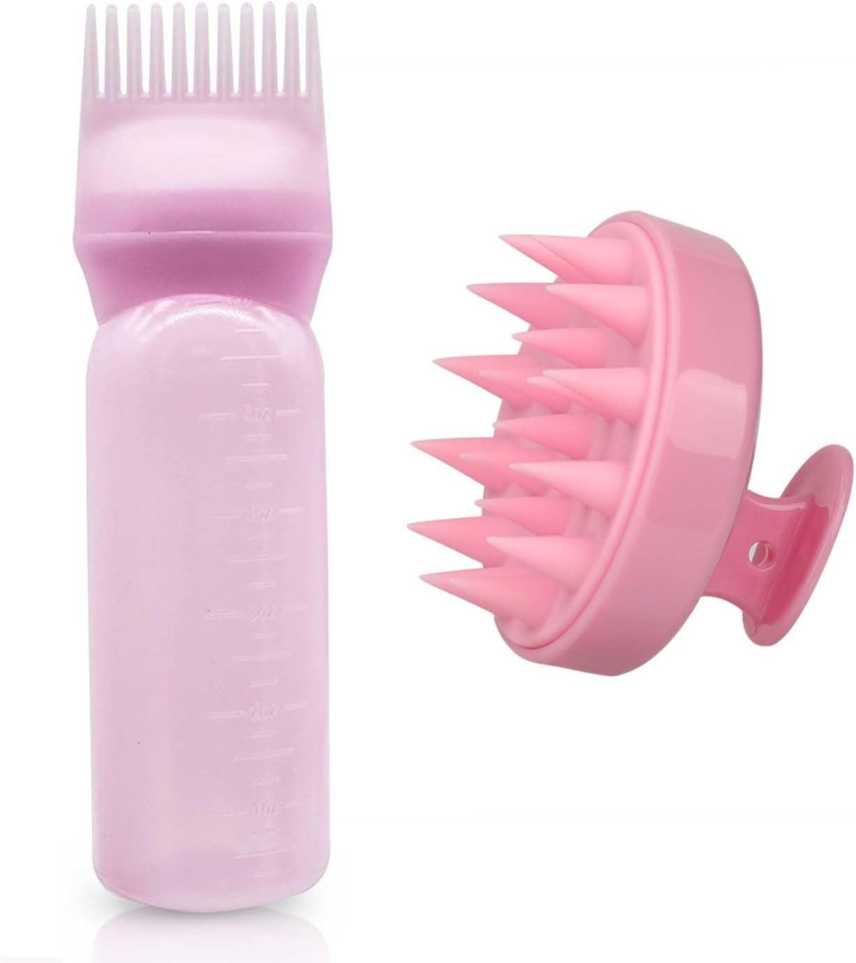 Root Comb Applicator Bottle,Scalp Massager Shampoo Brush+ Squeeze Comb Applicator Bottle with Graduated Scale Head Relaxation Tools for Home Salon Comb Applicators image number 6