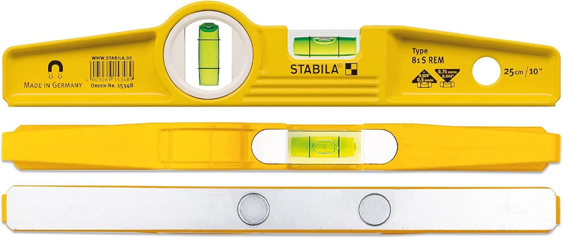 Stabila Type81Srem 25Cm/10-Inch Rare Earth Magnetic Spirit Level with Holster image number 2