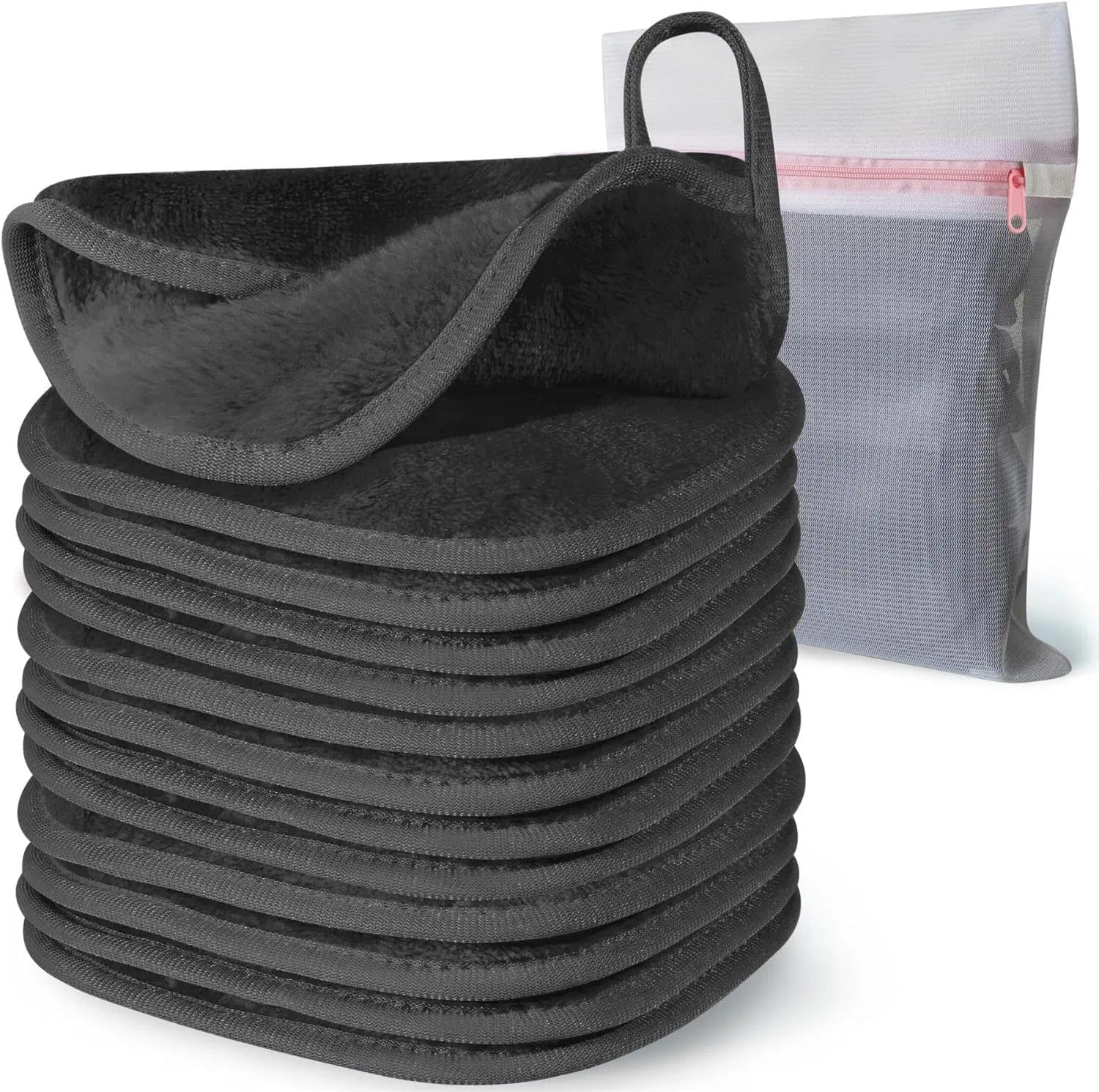 Reusable Makeup Remover Pads and Face Cloth for Gentle Cleansing, Microfiber Washcloths for Facial Cleansing and Makeup Removal - 12 Pack, 6X6 Inches, Grey - Ermaoo image number 6