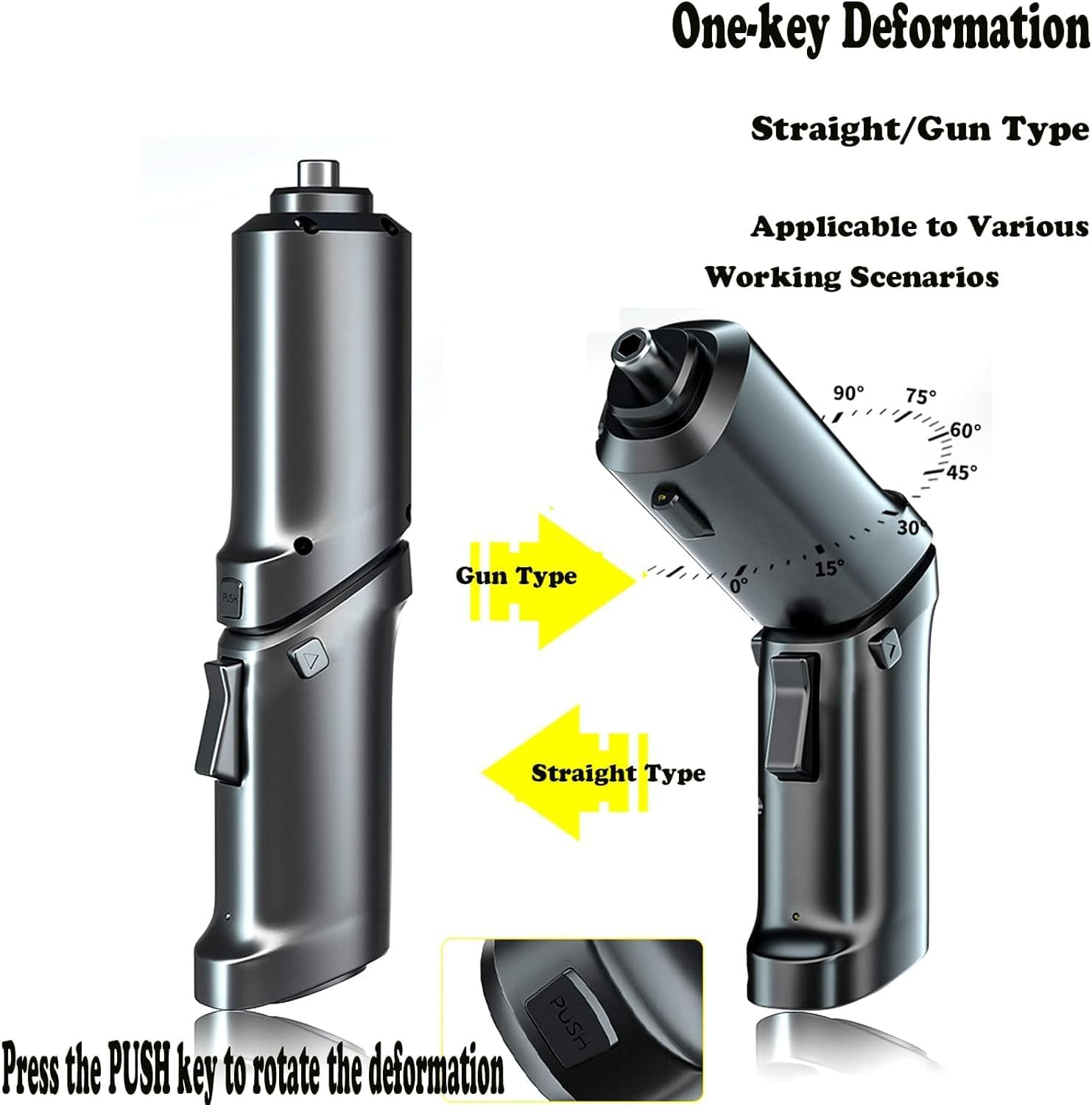 Annuoyi Electric Screwdriver Set, Electric Screwdrivers Rechargeable Drill Driver Set, 47 in 1 Rotatable Cordless Screwdriver with Led Light for Home/Office/Workplace(47Pcs,Black) image number 2
