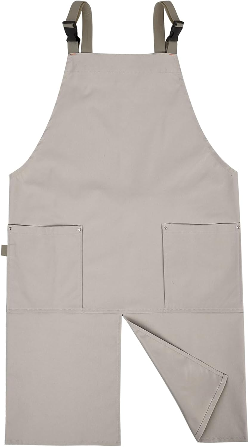 Surblue Pottery Aprons Split Leg Aprons with Pockets Adjustable Straps Waterresistant Split Apron for Women Men DIY Ceramic Pottery Art image number 5