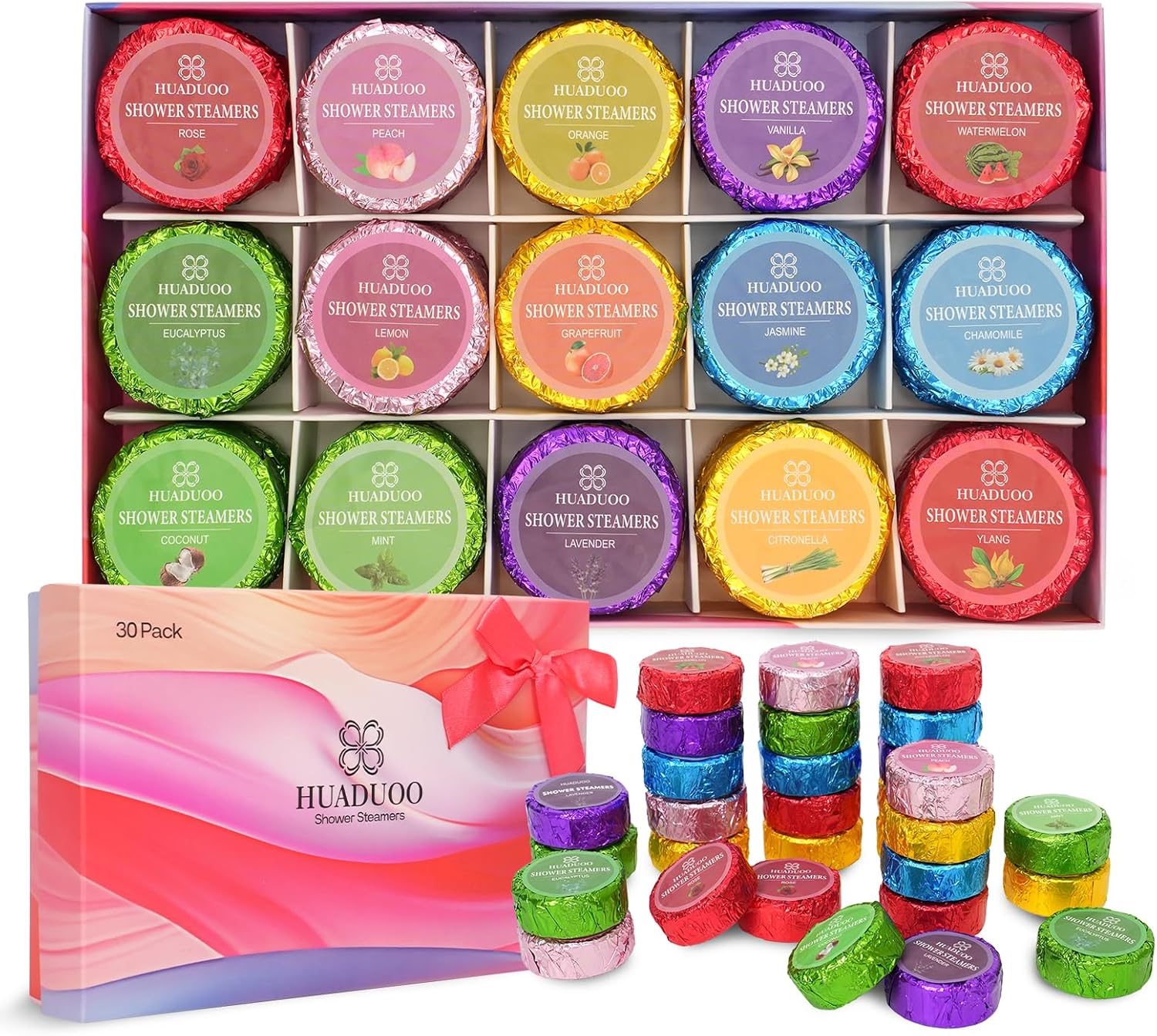 Shower Steamers Aromatherapy Birthday Gifts for Women and Men,30 Pack Shower Bombs for Stress Relief and Relaxation,Self-Care,Organic Essential Oils Relaxation Home SPA for Mothers Day Gifts image number 1