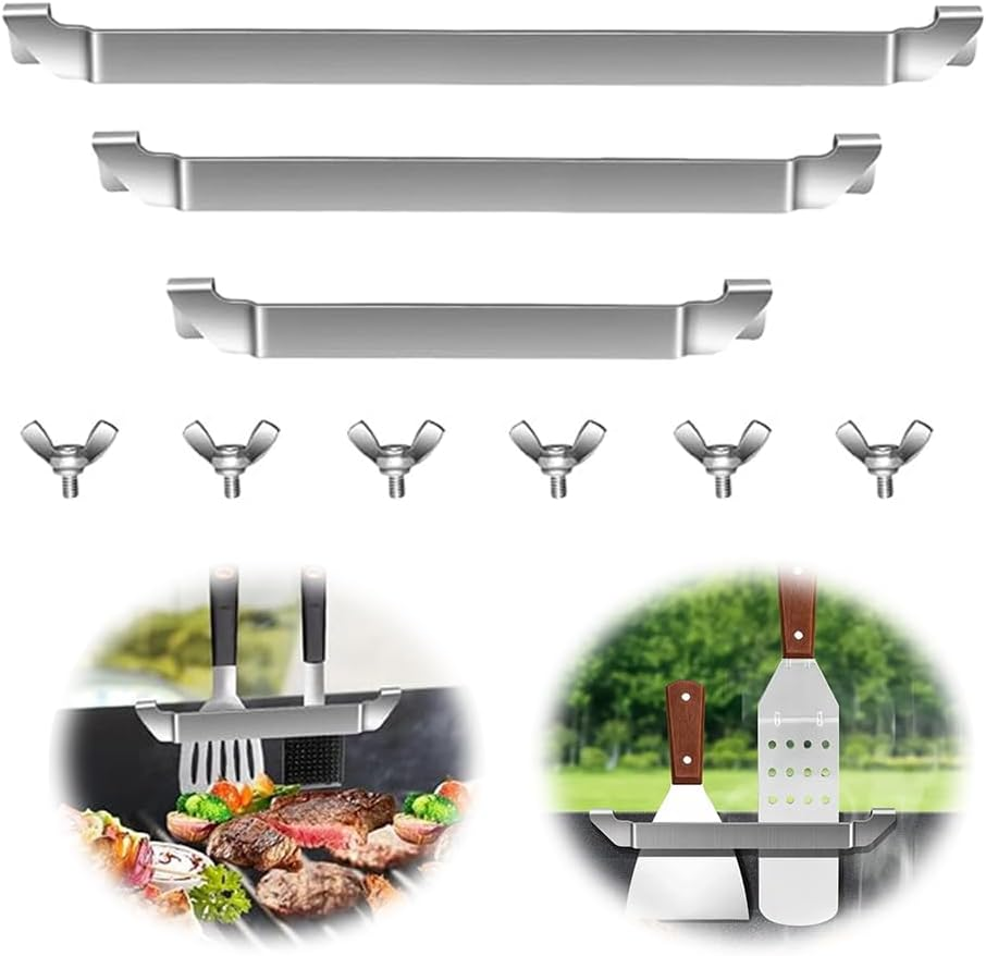 3 Pcs Stainless Steel Baking Pan Spatula Hanging Racks, Grill Barbecue Tool Rack, Spatula Holders, Outdoor Camping Picnic BBQ Grill Essentials, Suitable for Camp Chef, Blackstone, Royal Gourmet image number 1