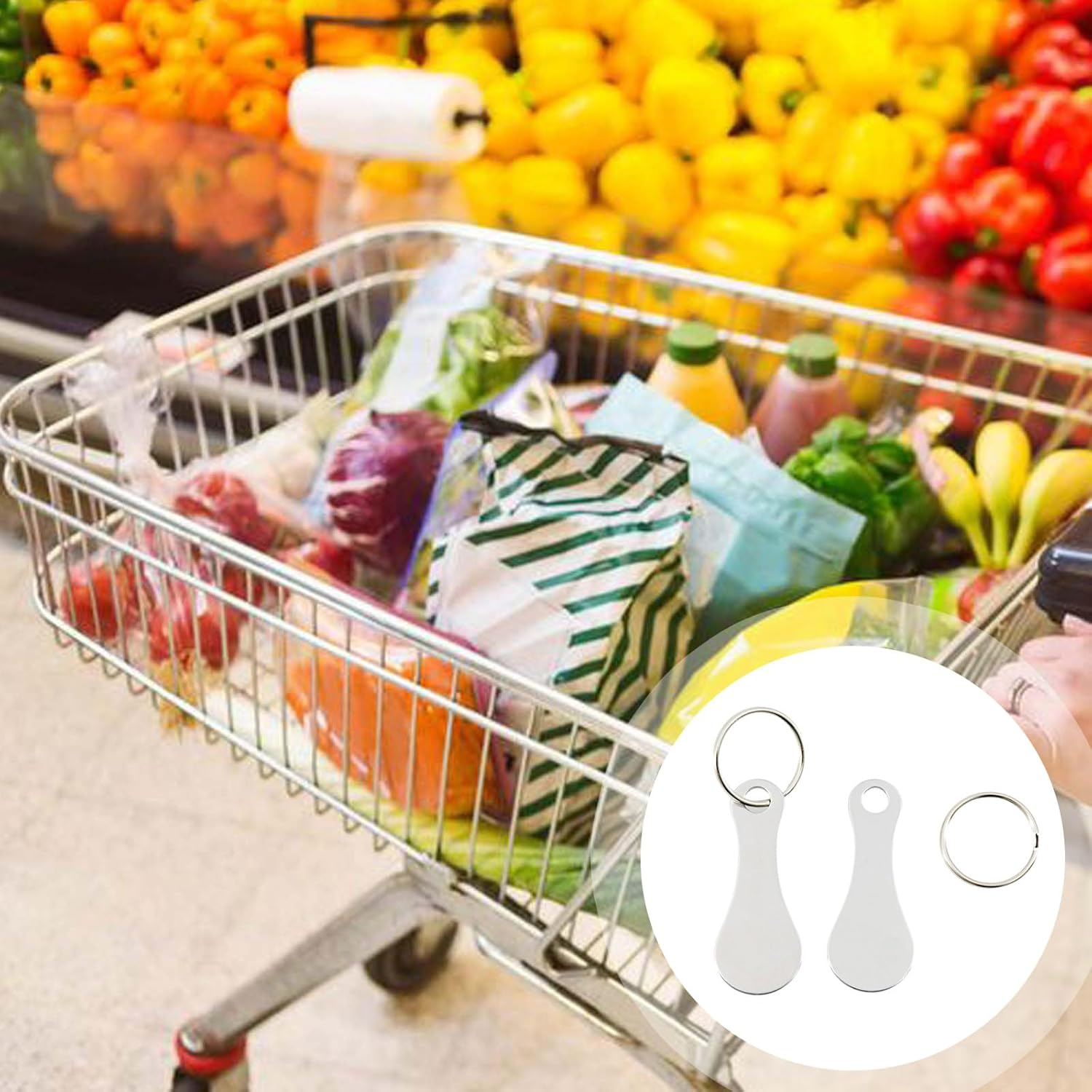 4 Pcs Trolley Token, Shopping Supermarket Trolley Trolly Token for Releasing Supermarket Trolleys Token Removable Front Loader Shopping Cart Keychain image number 5