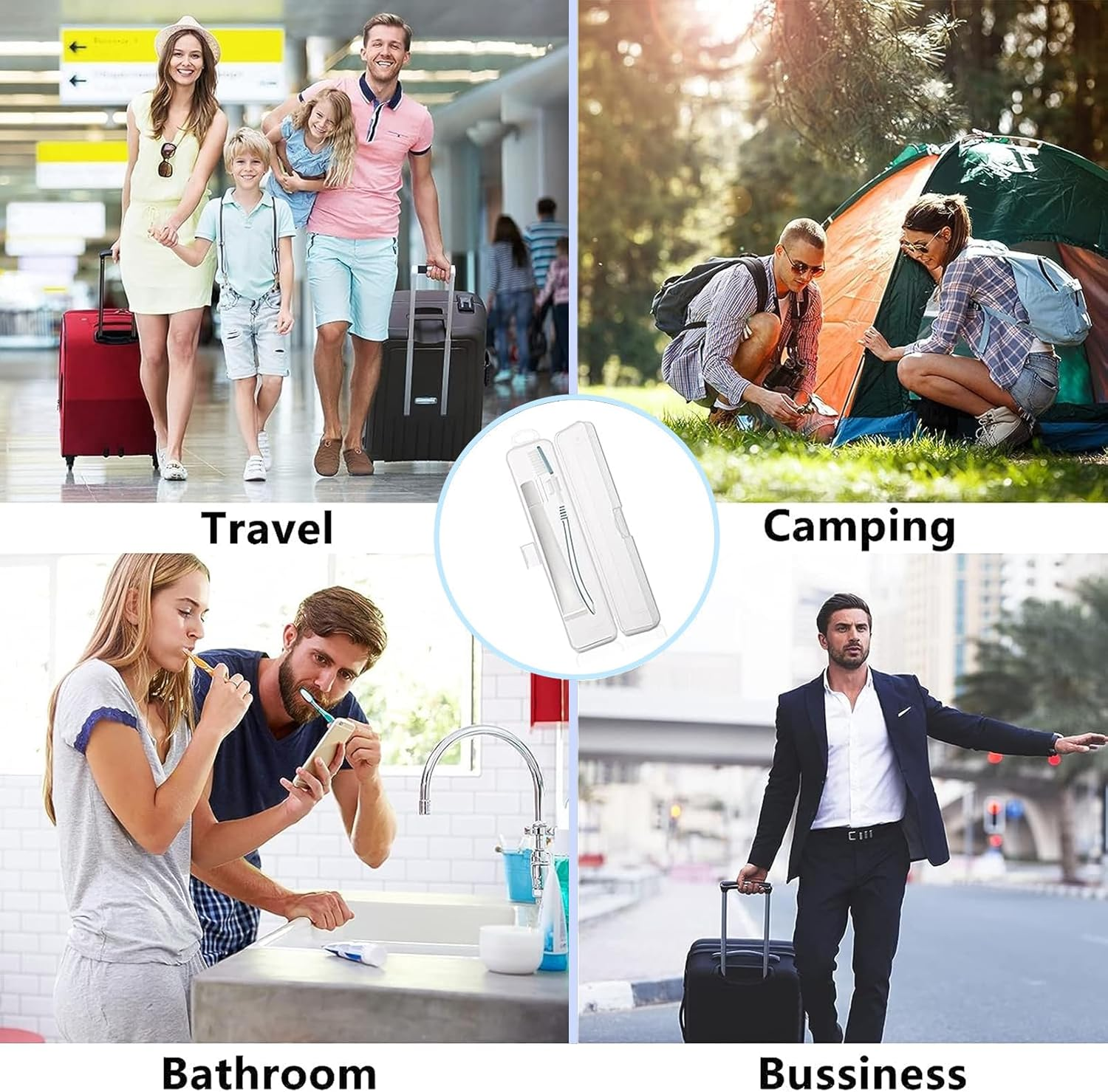 Travel Size Toothbrush Case Holder - Portable Clear Toothbrush and Toothpaste Storage Container Hard Upgraded Plastic Transparent Toothbrush Carrying Box for Traveling 2 Pack