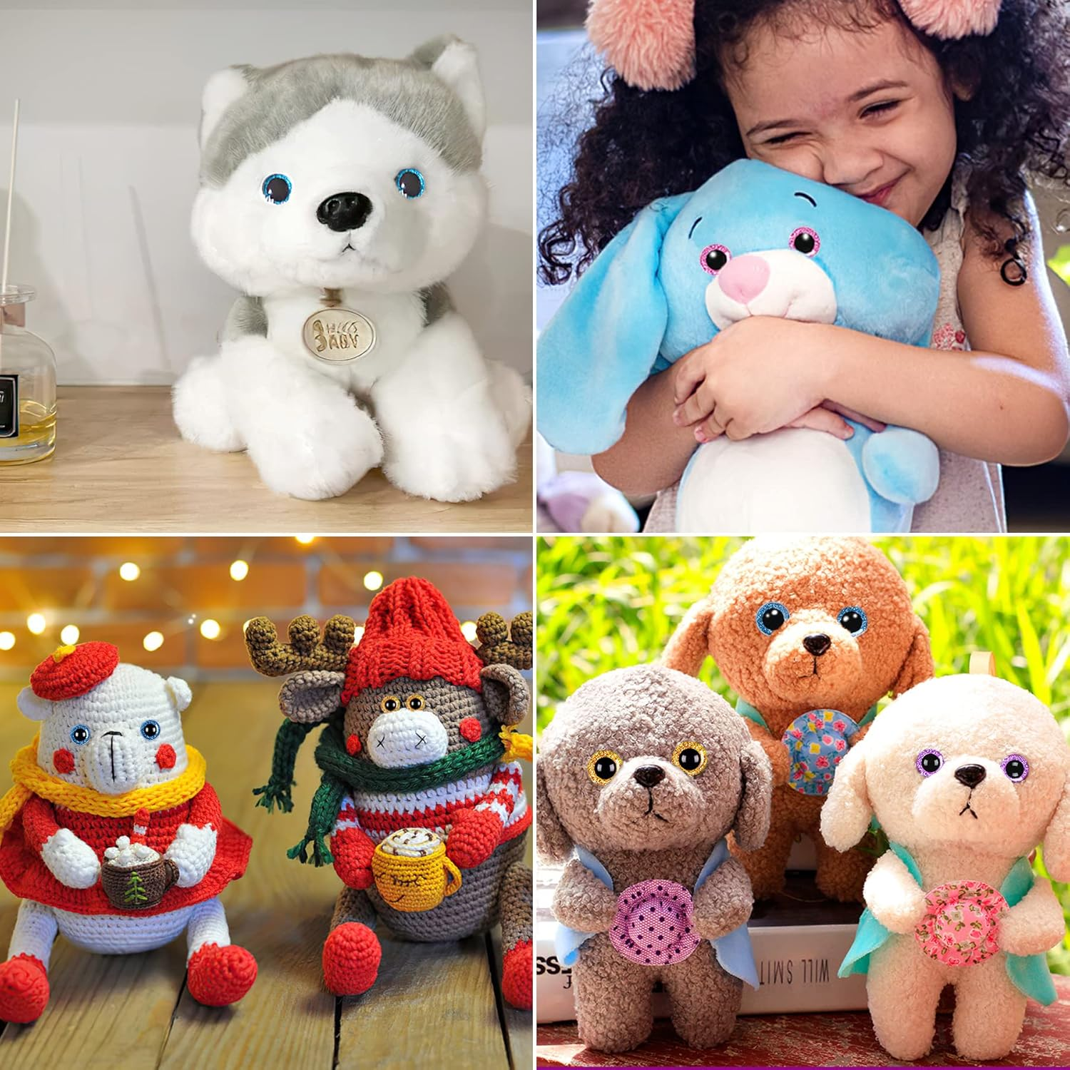 UPINS 90Pcs Safety Eyes and Noses for Amigurumi Large Plastic Craft Crochet Eyes for Stuffed Animals DIY Puppet Bear Toy Doll Making Supplies