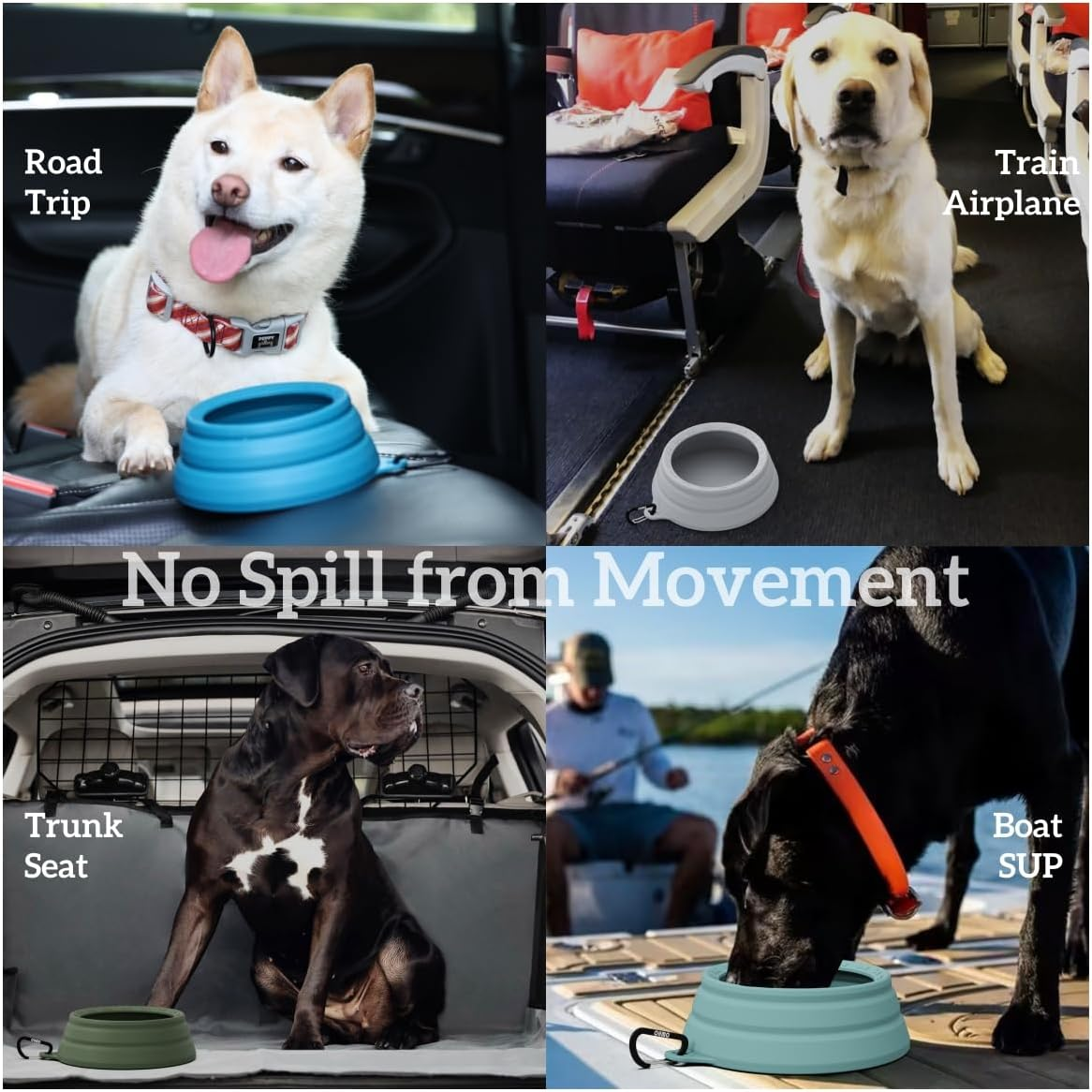 OHMO Spill Proof Collapsible Dog Water Bowl 24Oz for Cars, No Splash Portable Bowls for Dog Travel, Pet Essentials for Road Trips, Cat Travel Accessories
