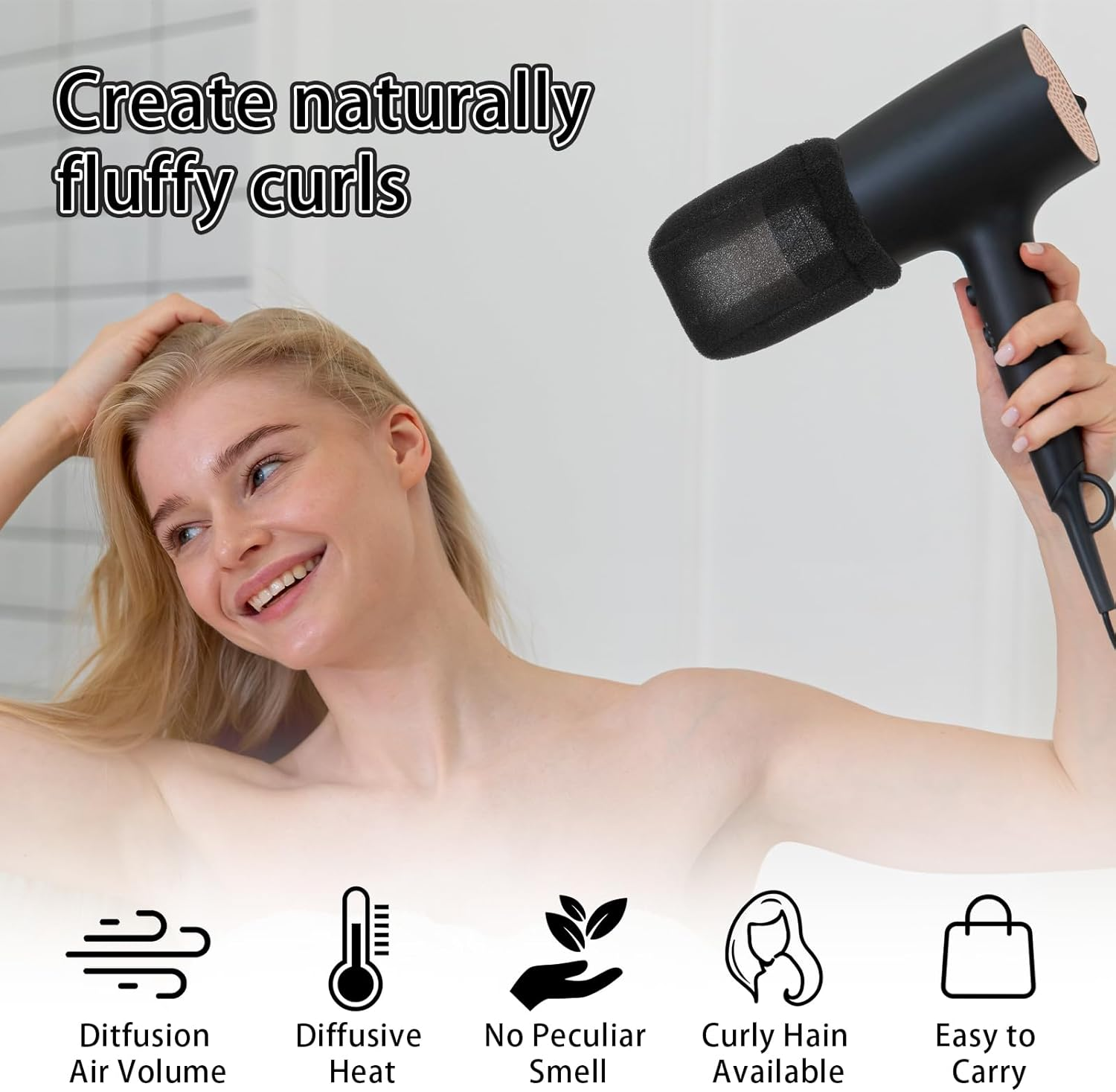 2Pcs Hair Dryer Sock Diffuser Cover Sponge Hair Dryer Diffuser Cover Universal Hair Dryer Attachment Portable Soft Curly Hair Diffuser Cap for Home Travel Hotel Hairstyling Accessories image number 6