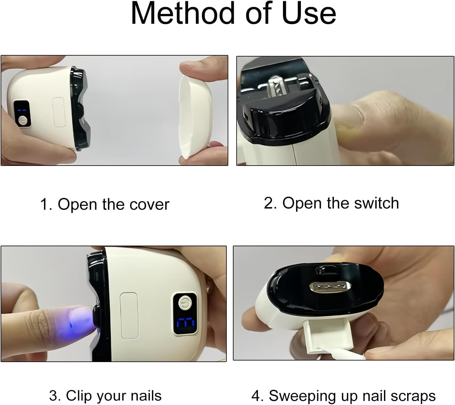 Lancoon Electric Nail Polisher with Safety Low Noise 3 Speeds LED Light LCD Display Nail Scraps Storage Rechargeable Nail Clippers Small for Adults Elderly Baby Home - Pink image number 4
